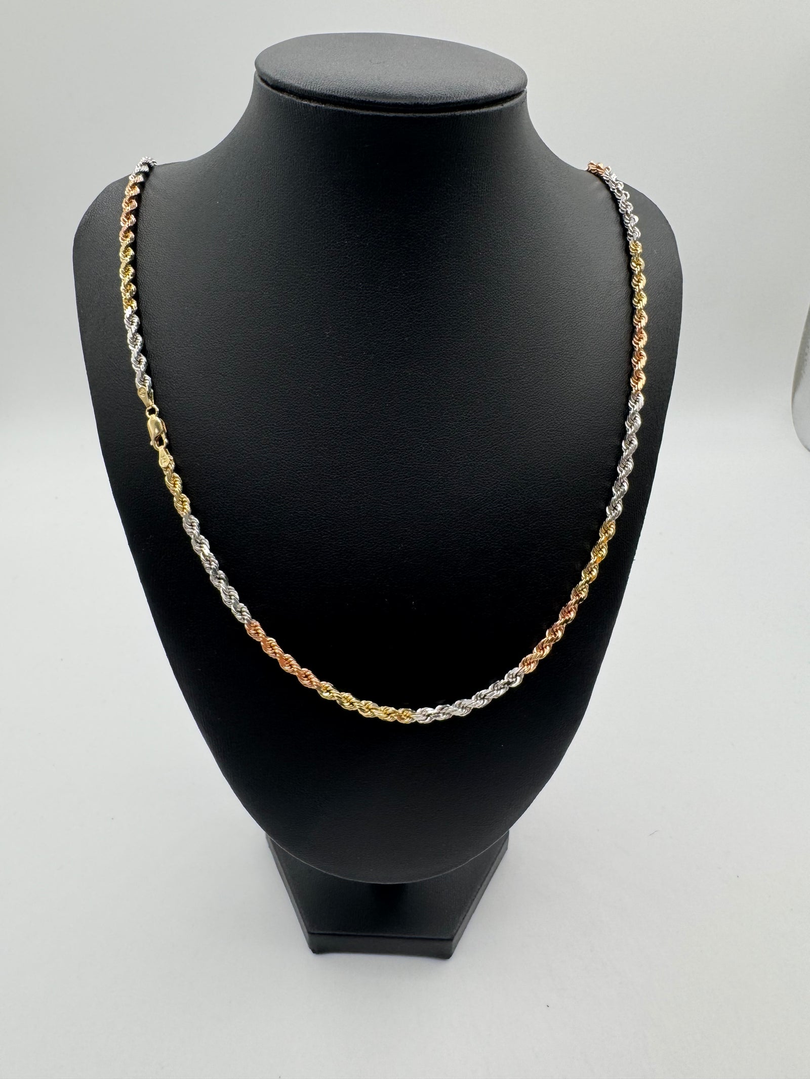 4MM Tri Color Rope Chain 24 inches (DIAMOND CUT)