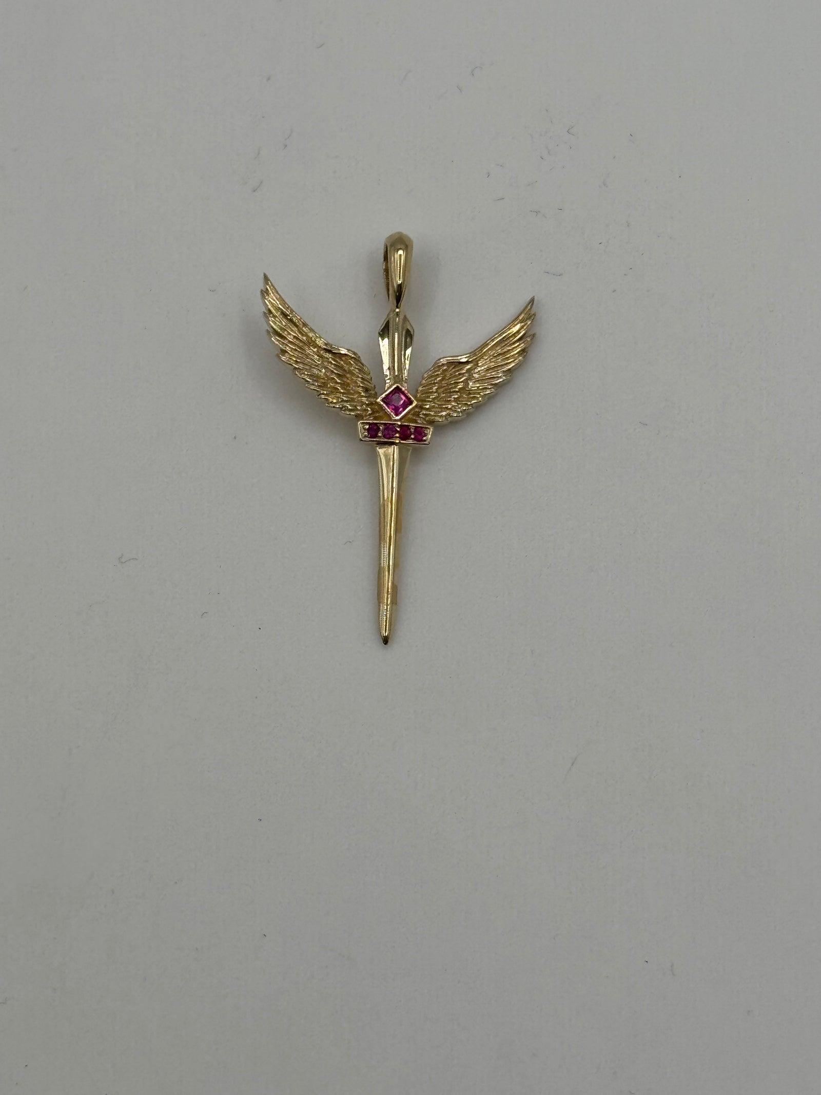 Ruby Wing Sword Pendant-1 1/2 Inch