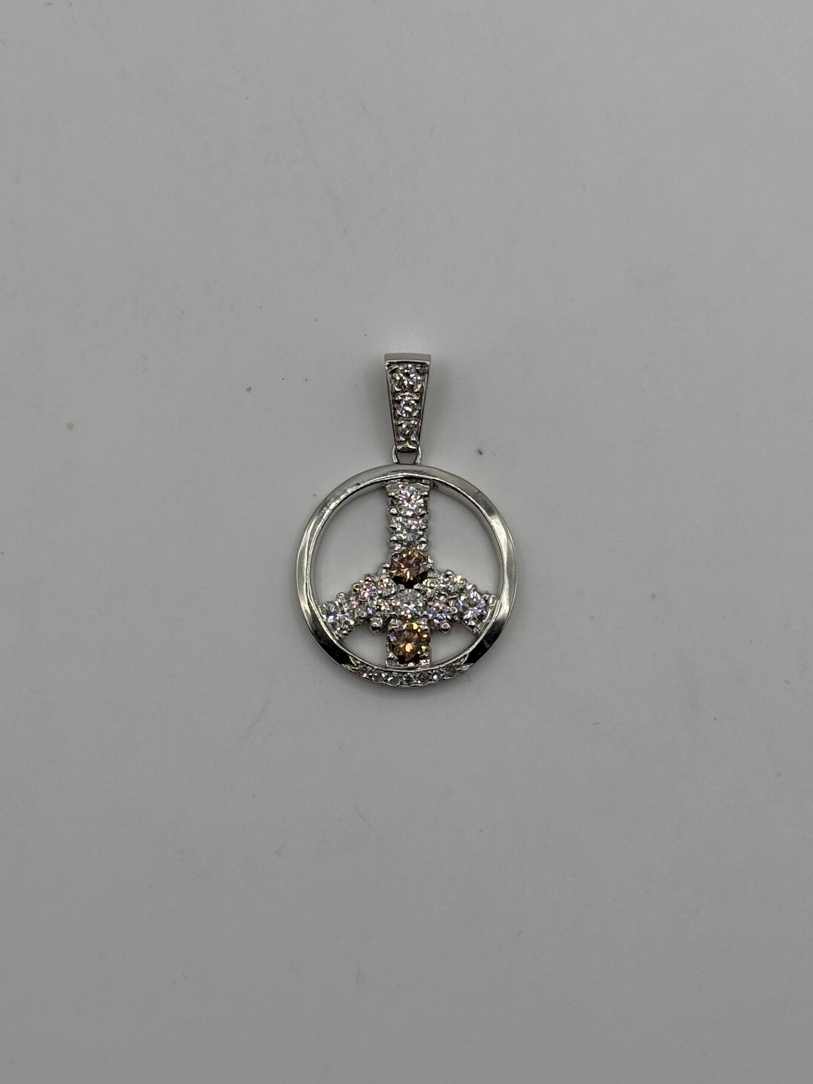 Diamond Peace Pendant-1 1/2 inch