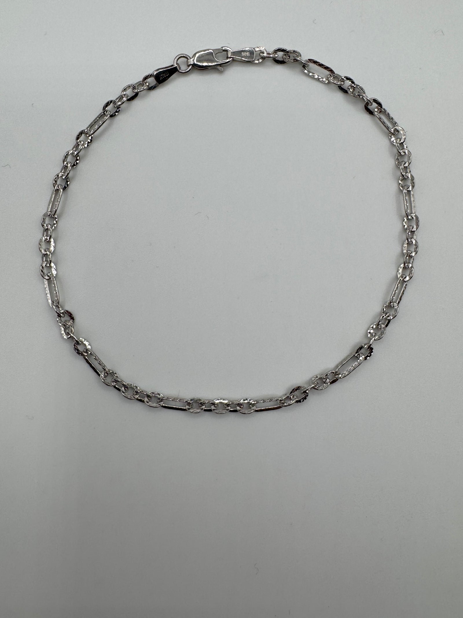 3mm Figaro Anklet 9.5 inches (DIAMOND CUT)