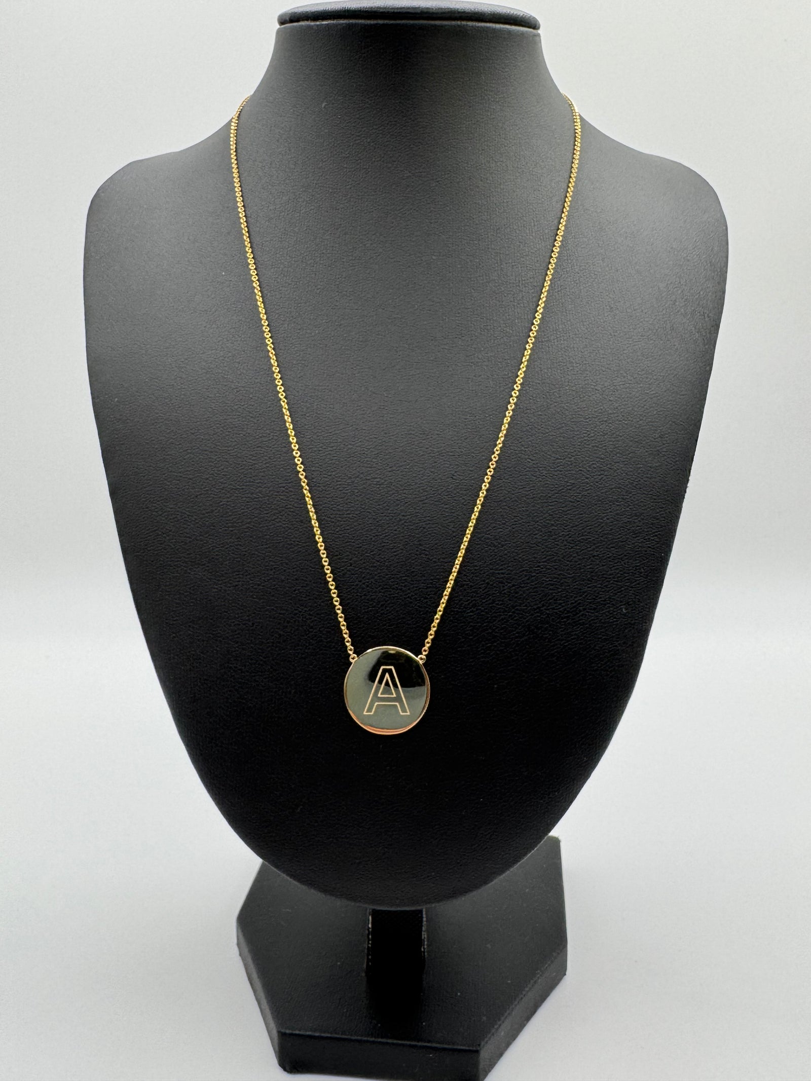 "A" Script Medallion 18 inches (0.5mm Rolo Chain)