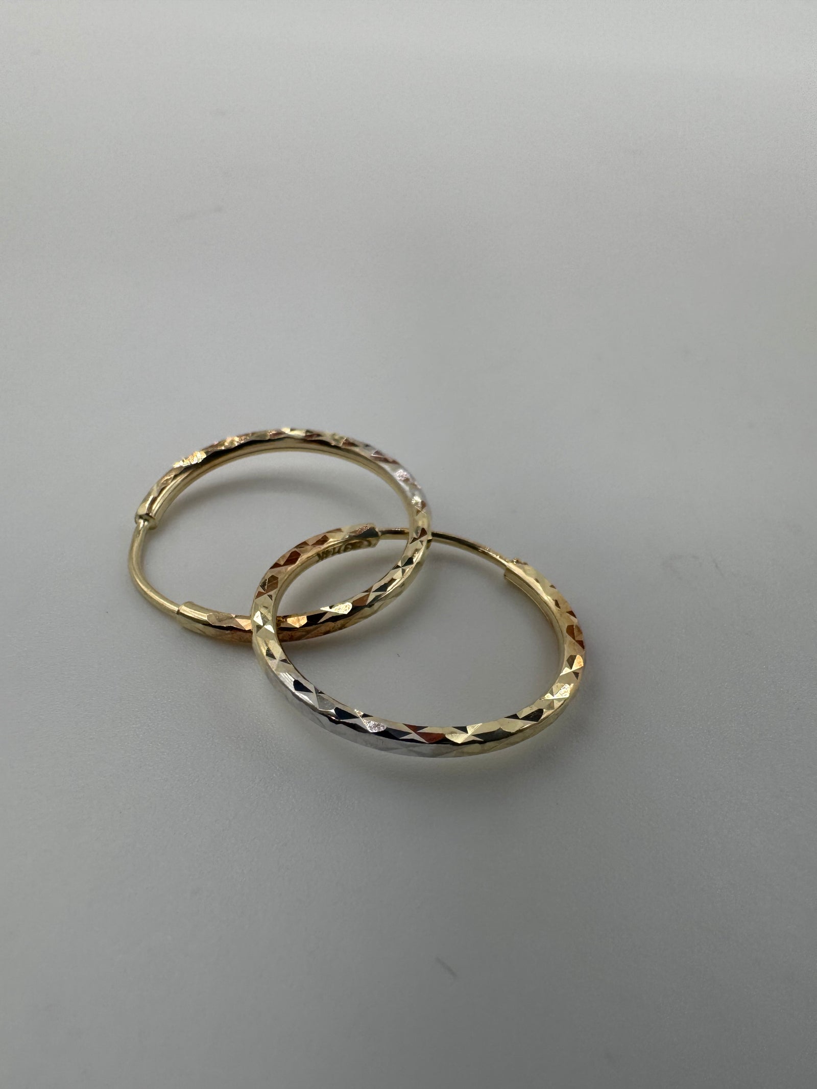 1.5mm Diamond Cut Hoops-0.75 inch (TRI COLOR)