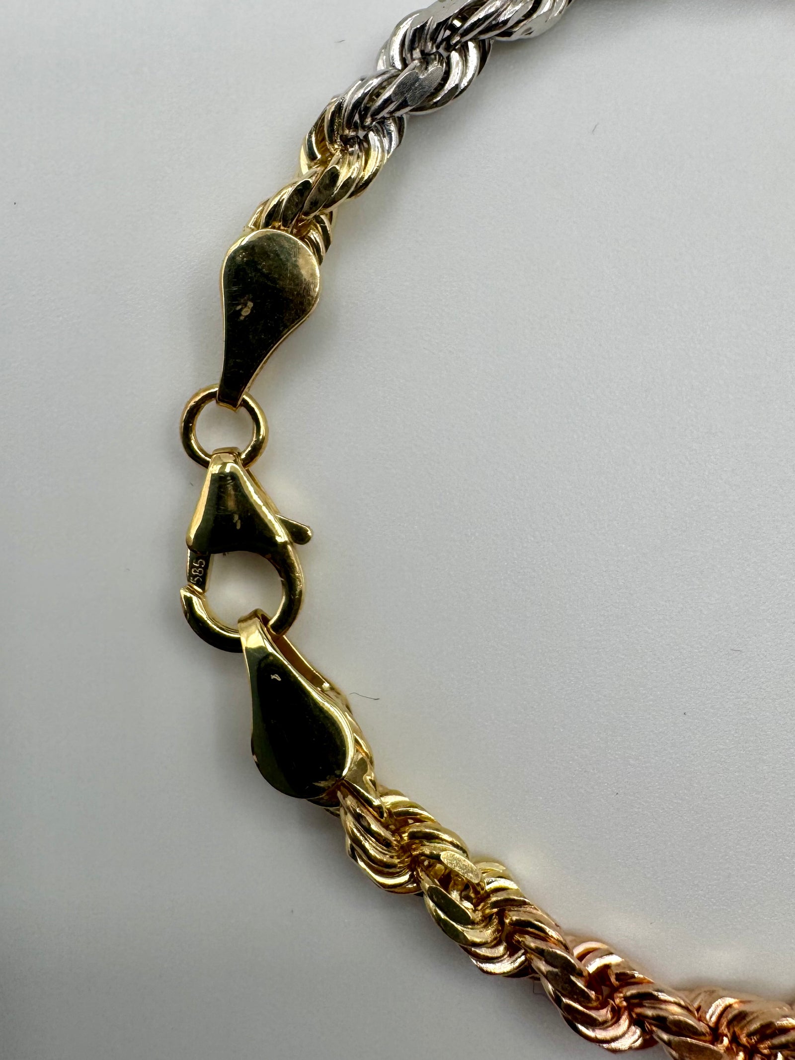 5mm Tri Color Rope Bracelet 6.5 inch (DIAMOND CUT)