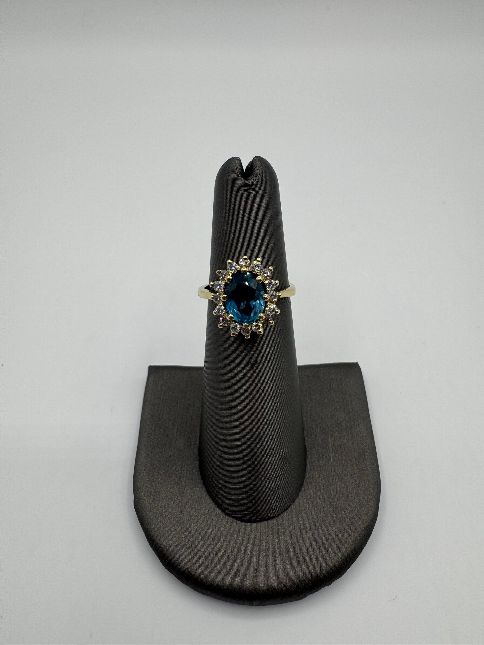 Blue Topaz Diamond Ring- SIZE 5