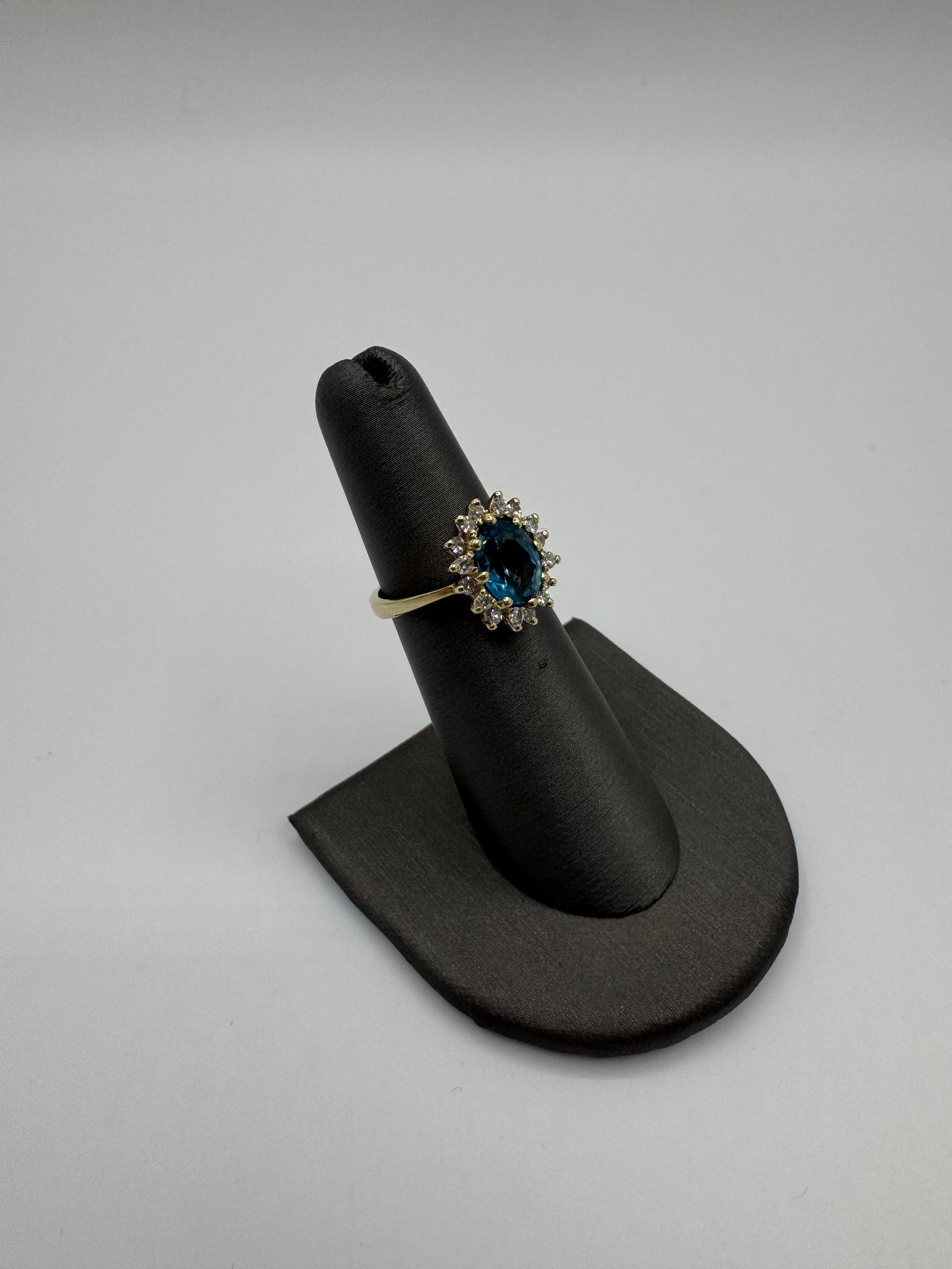 Blue Topaz Diamond Ring- SIZE 5