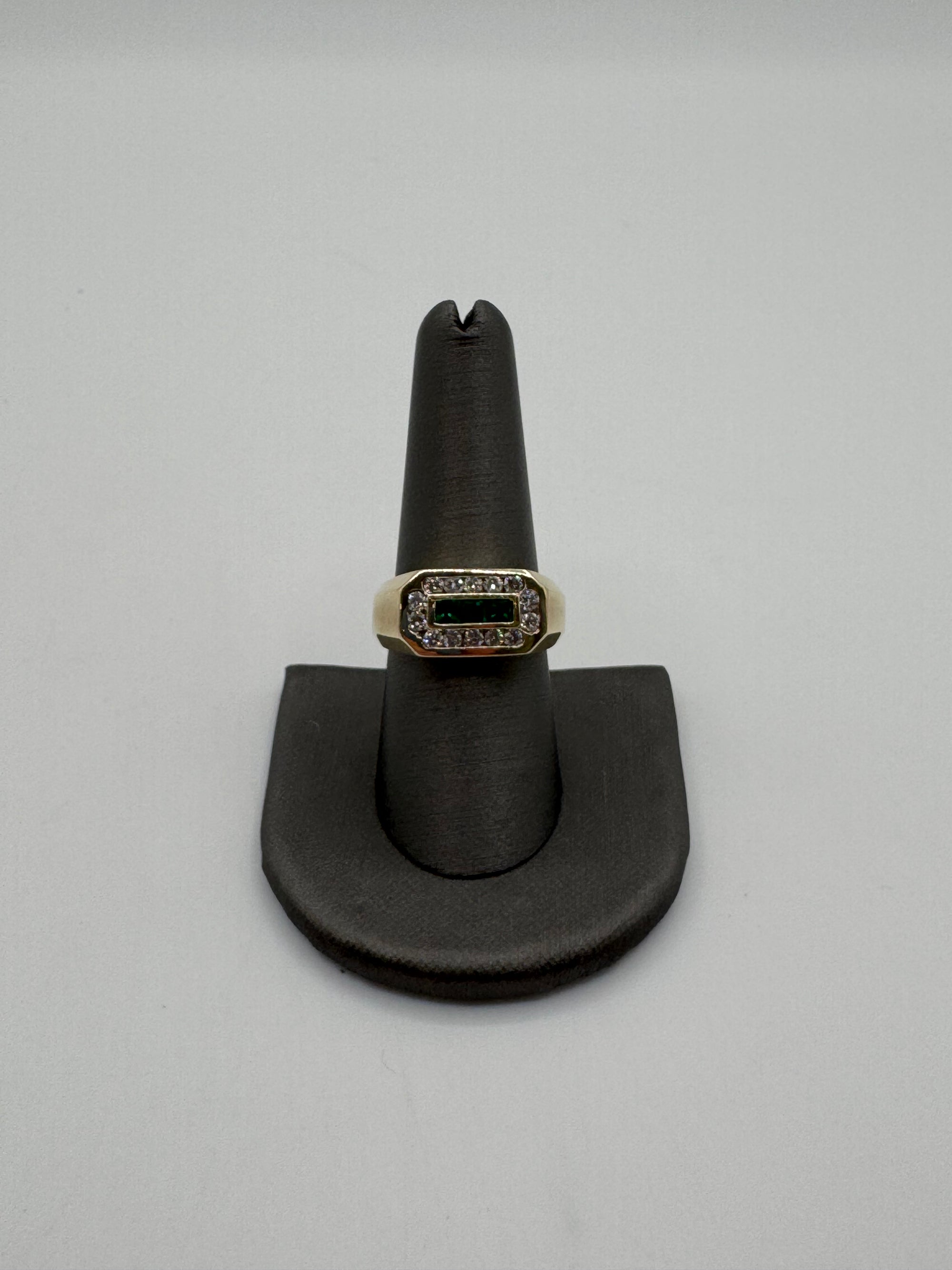 Diamond Emerald Ring-Size 8.5