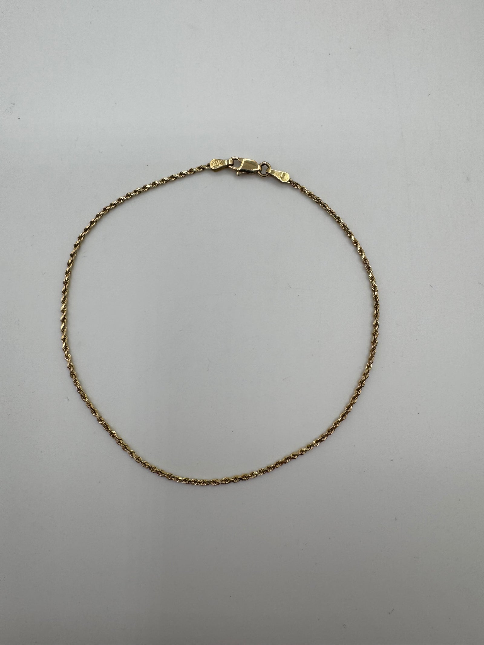 1mm Rope Anklet 9 inch (DIAMOND CUT)