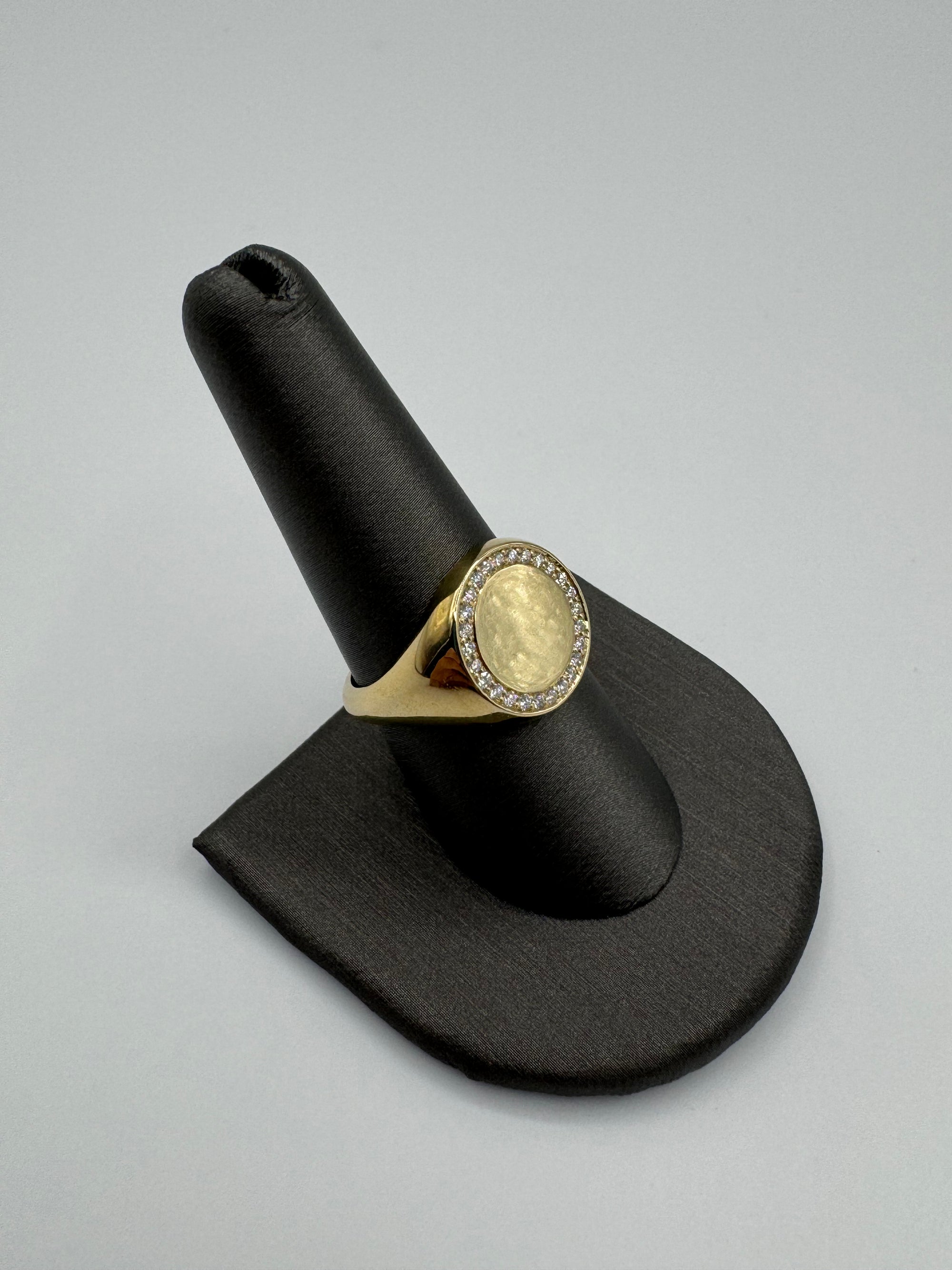 Diamond Round Signet Ring-Size 8 3/4