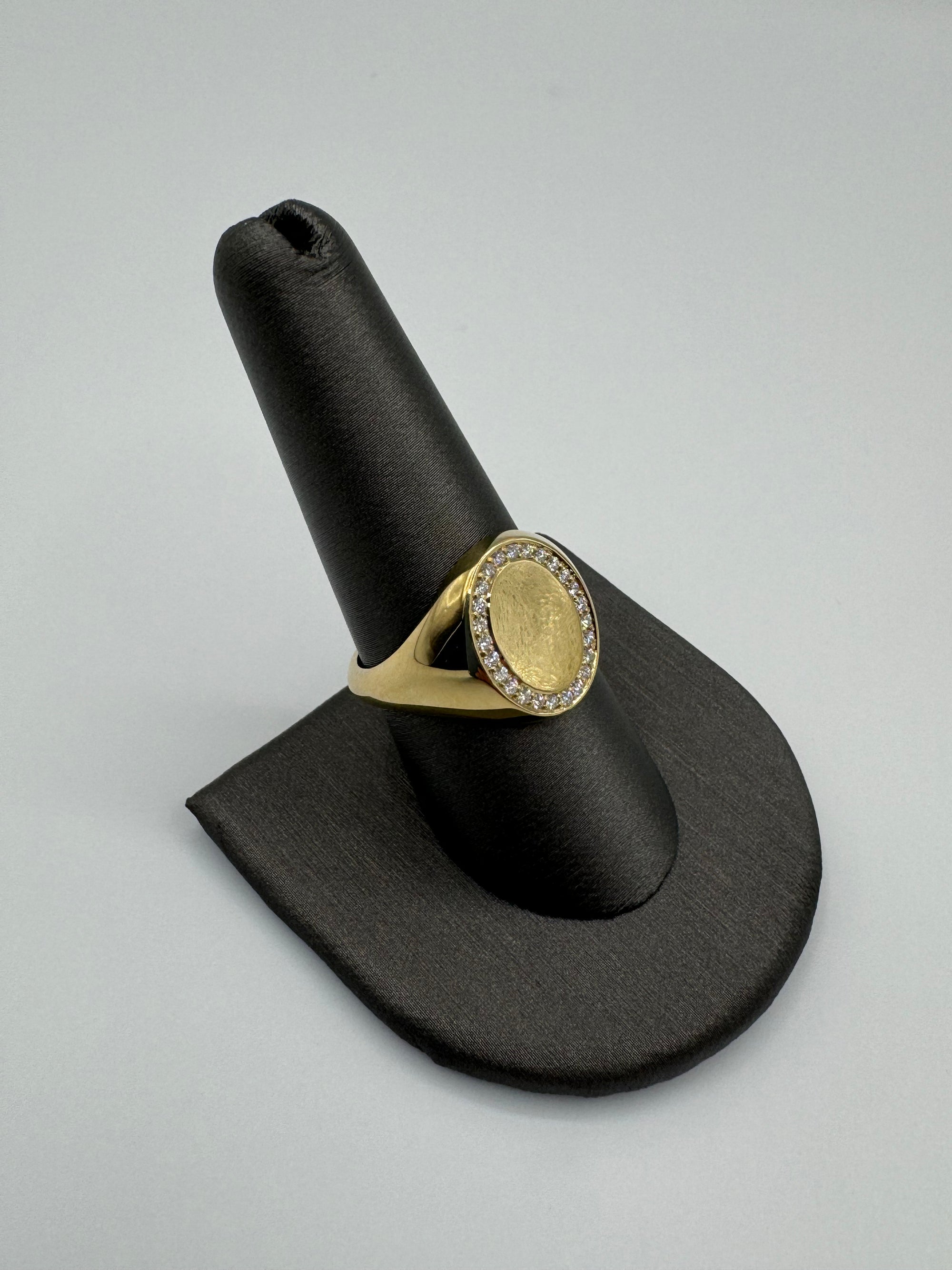 Diamond Oval Signet Ring-Size 8 3/4