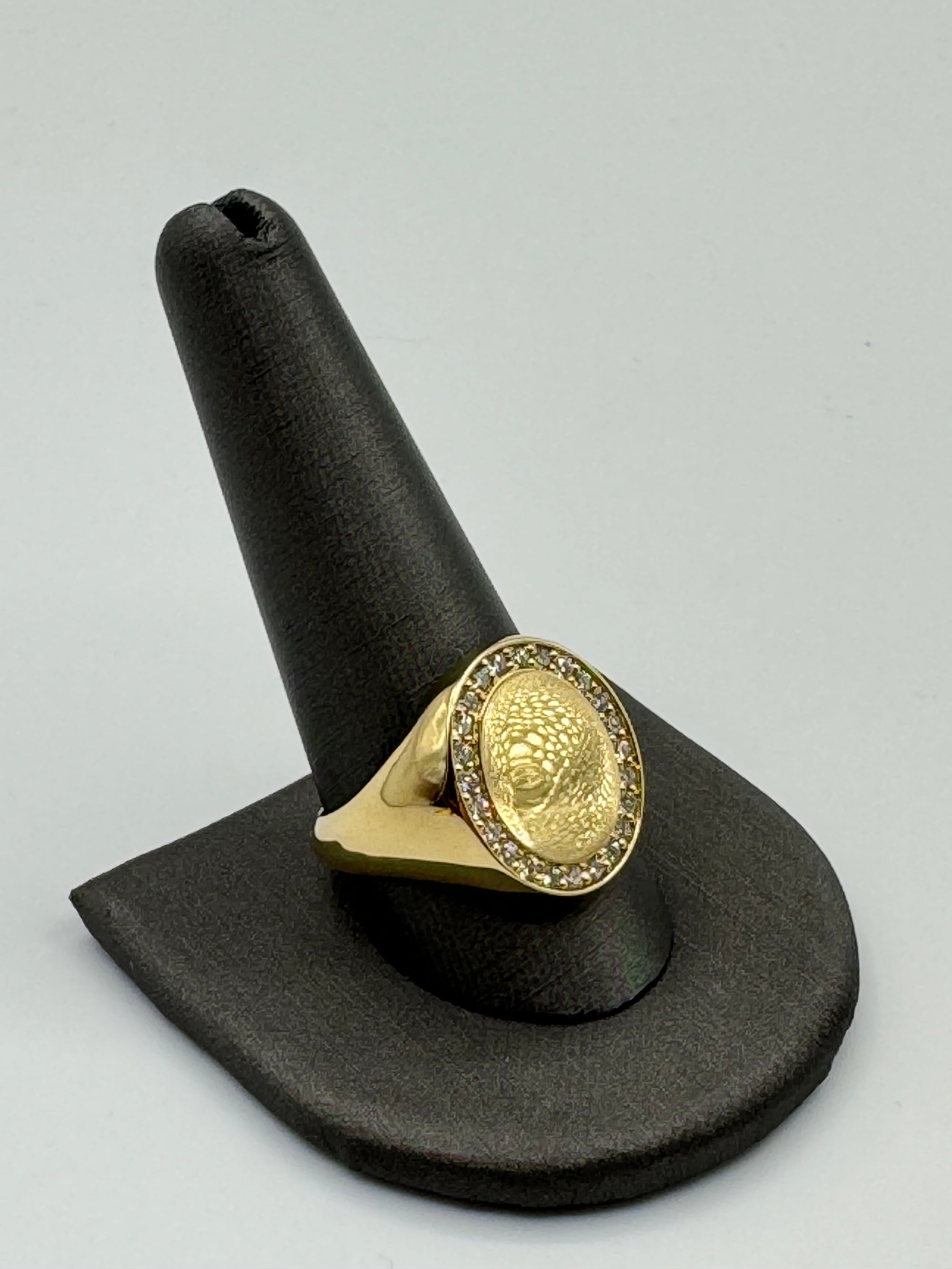 Diamond Oval Signet Ring-Size 11 1/2