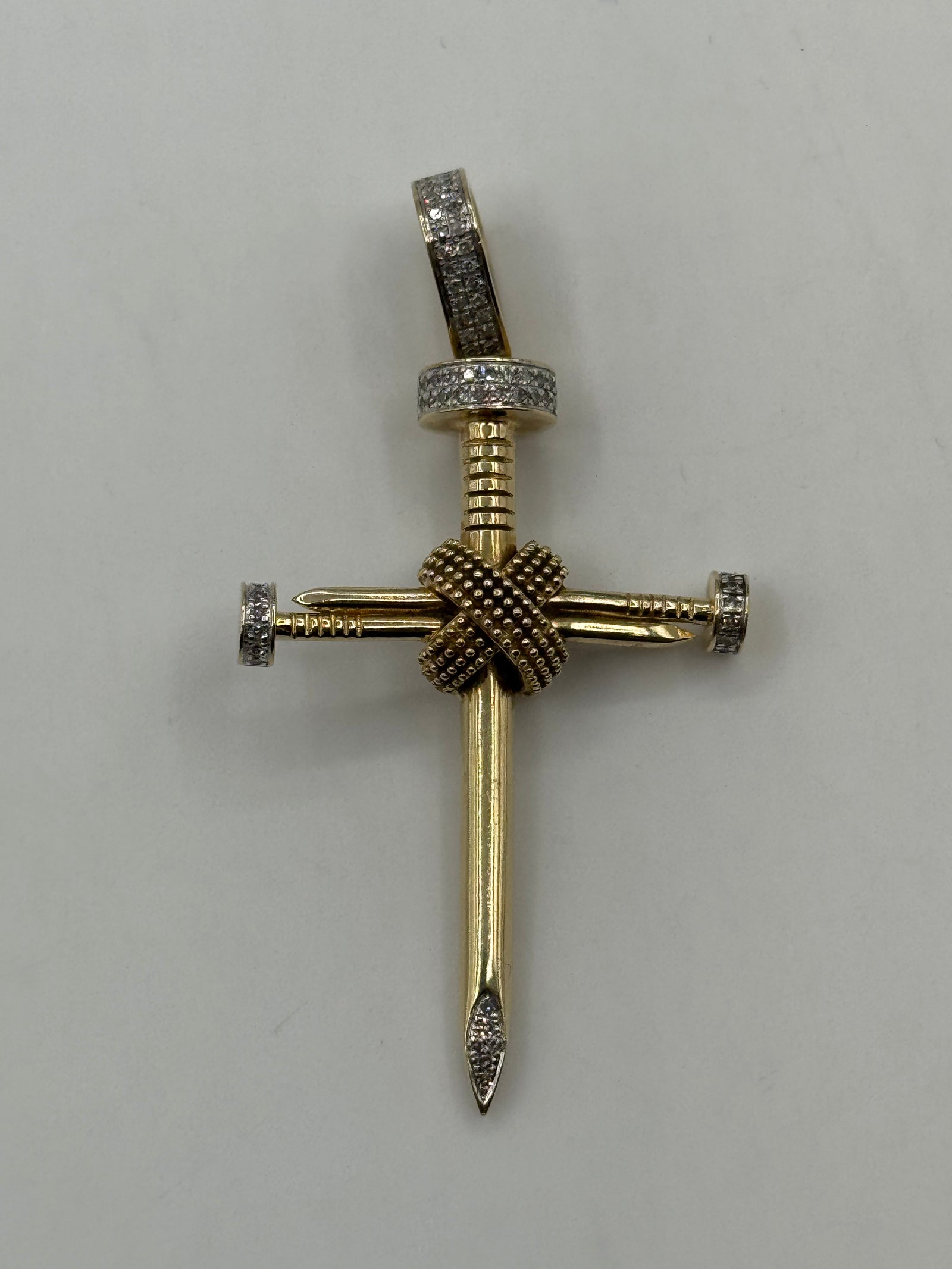 Diamond Nail Cross Pendant-2 1/4 inch