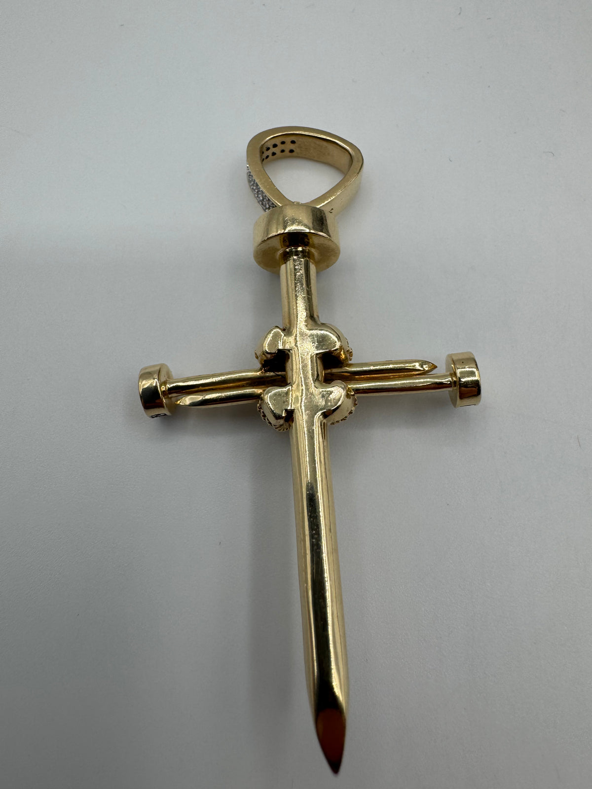 Diamond Nail Cross Pendant-2 1/4 inch