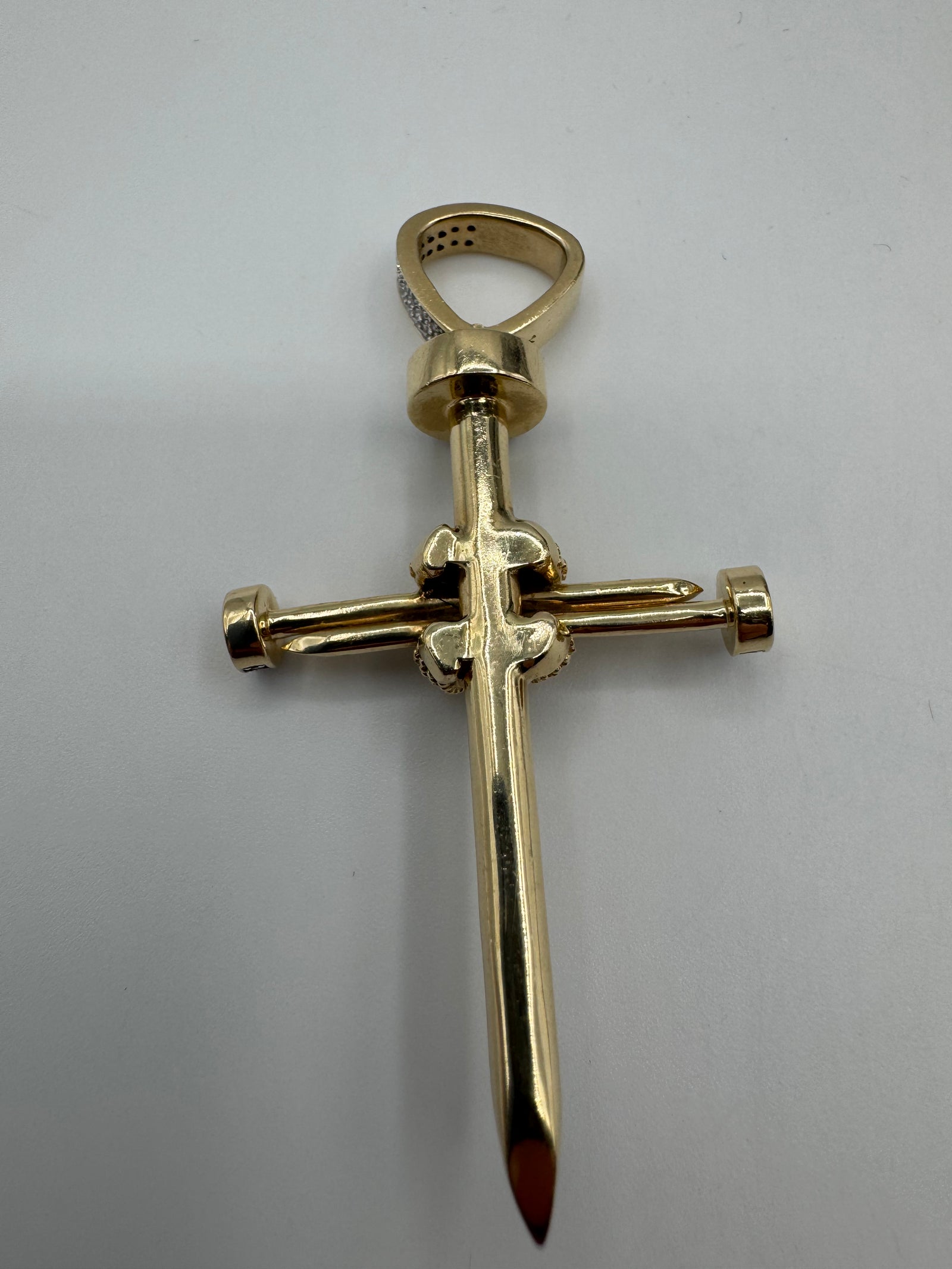 Diamond Nail Cross Pendant-2 1/4 inch