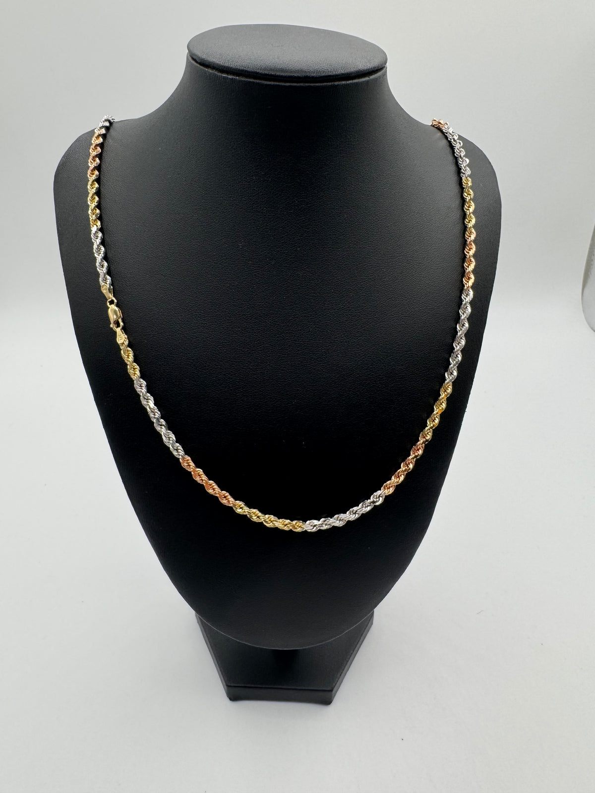 4MM Tri Color Rope Chain 24 inches (DIAMOND CUT)