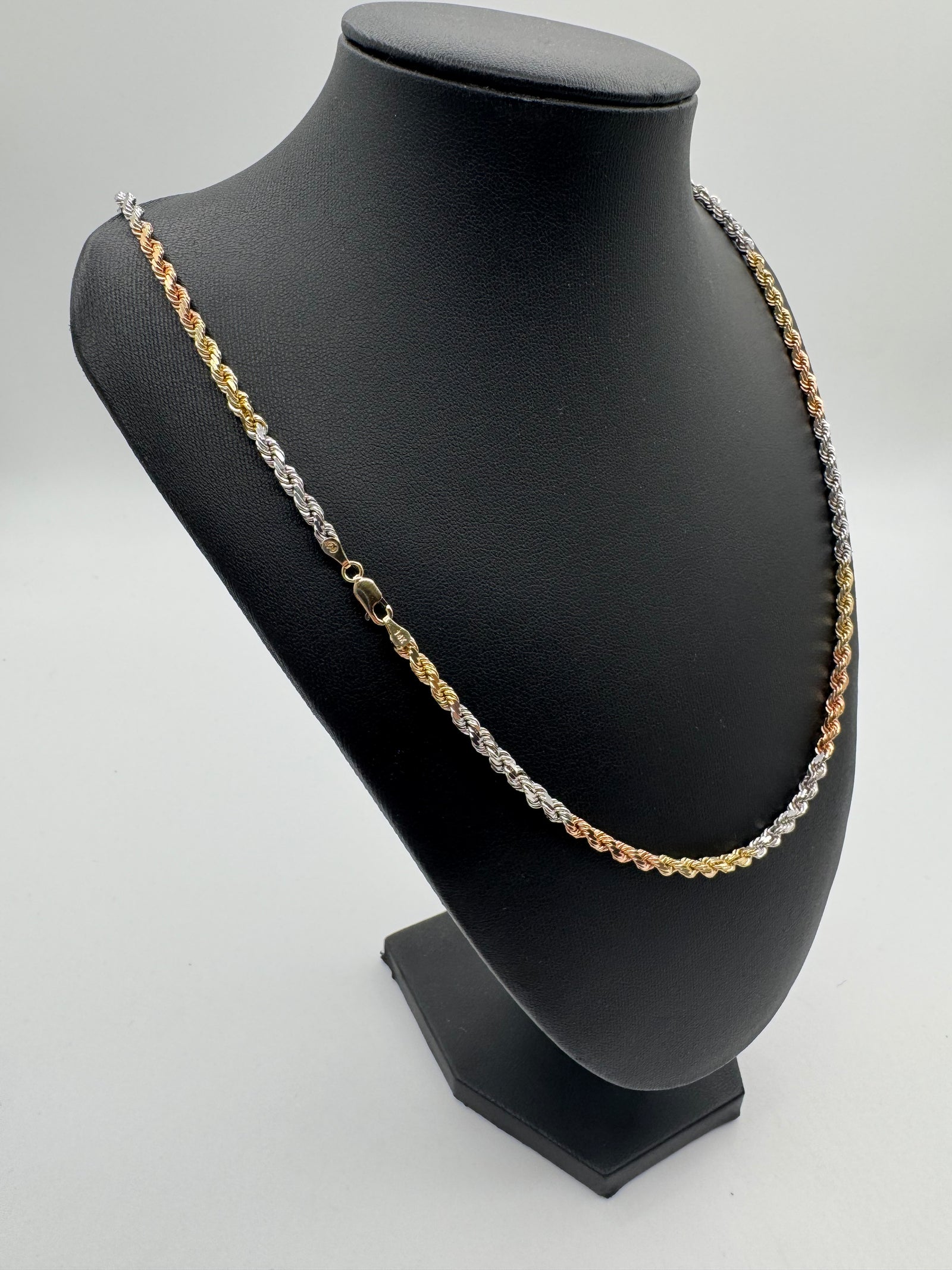 4MM Tri Color Rope Chain 24 inches (DIAMOND CUT)