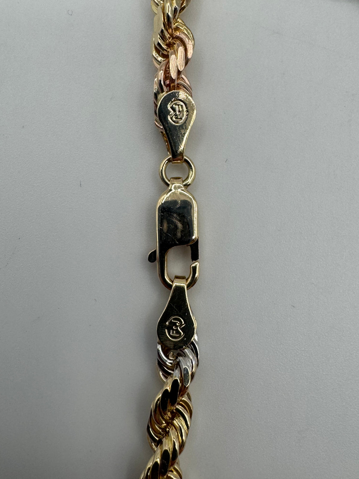 5mm Tri Color Rope Bracelet 8 inch (DIAMOND CUT)