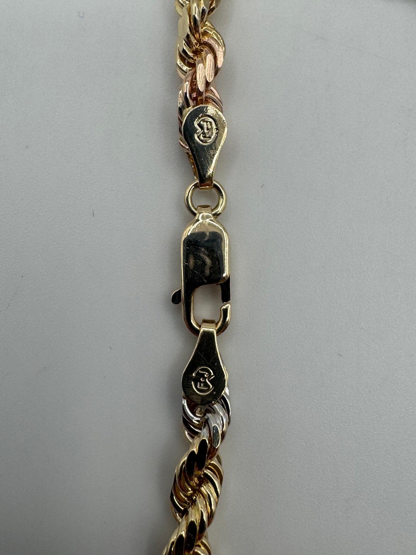5mm Tri Color Rope Bracelet 8 inch (DIAMOND CUT)