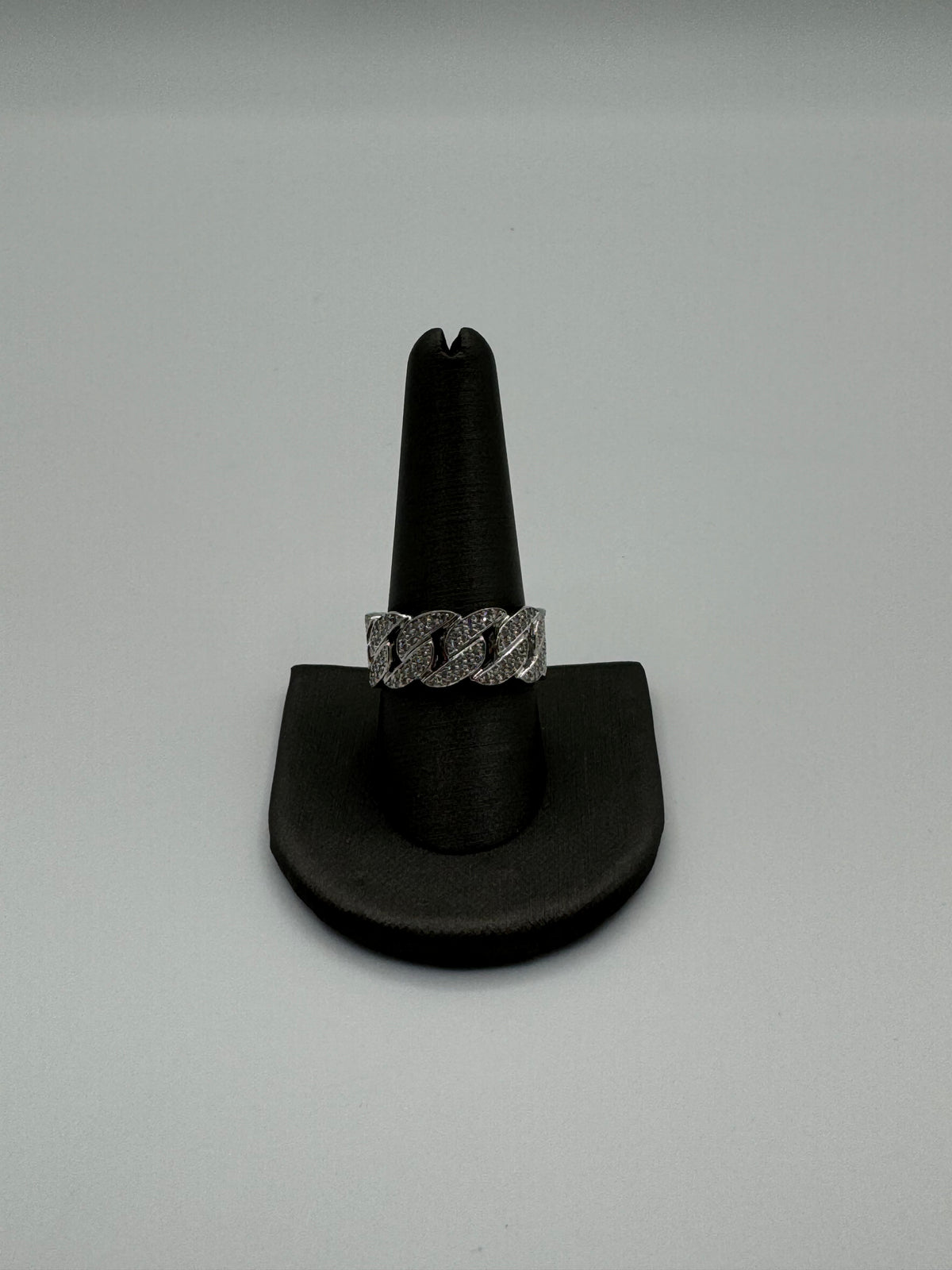 9mm Cuban Ring (DIAMOND TWO ROW)-Size 10.5