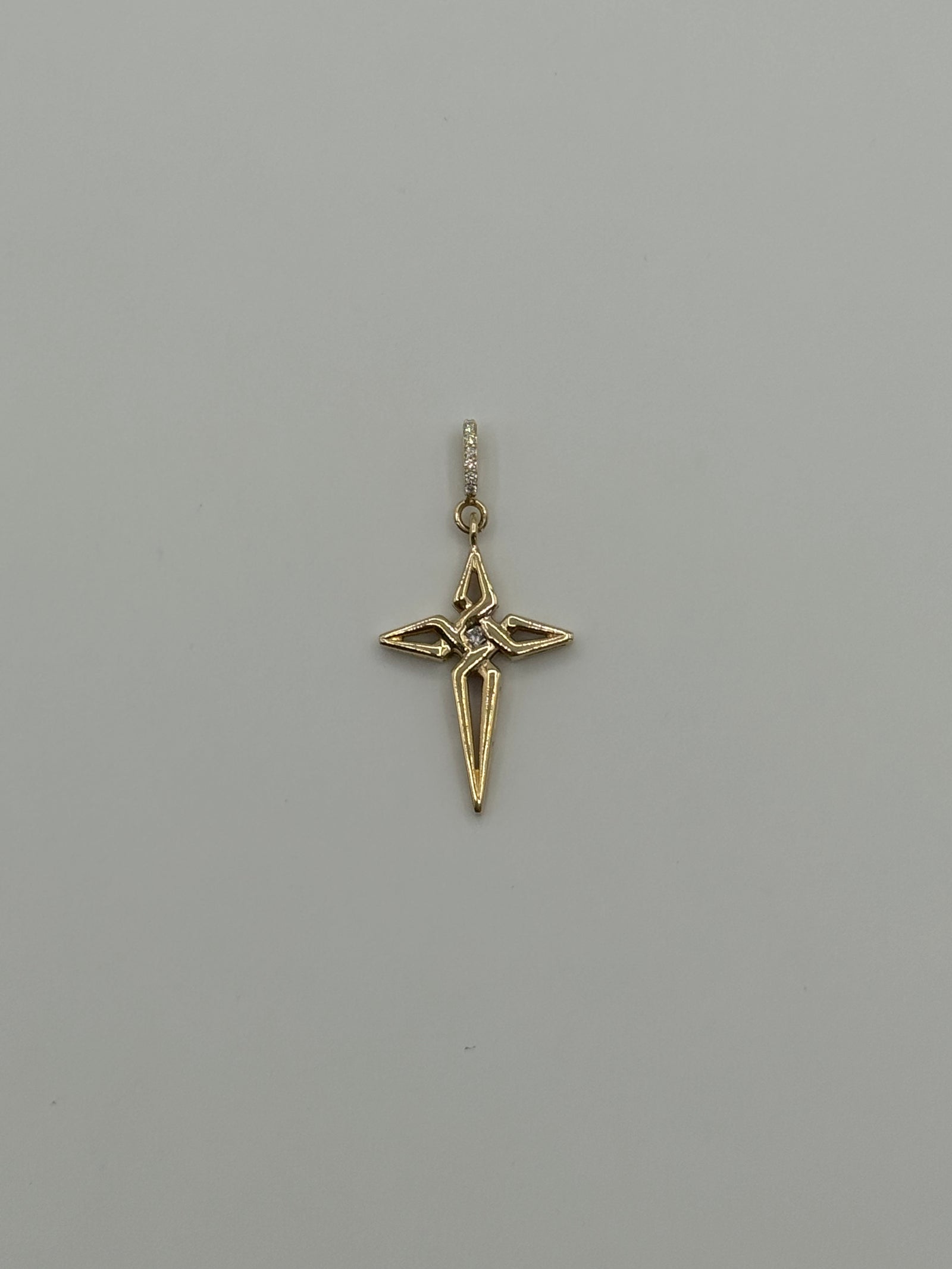 Hollow Solitaire Diamond Cross-1 3/4 Inch