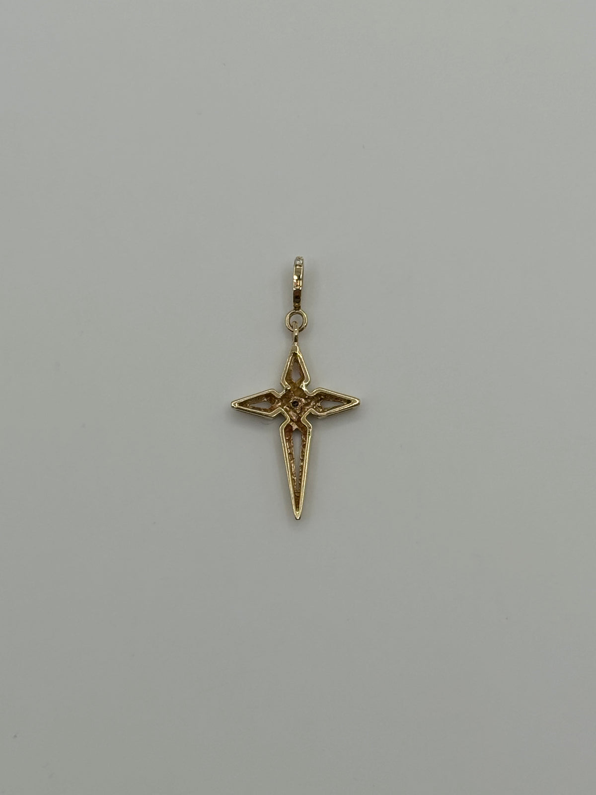 Hollow Solitaire Diamond Cross-1 3/4 Inch