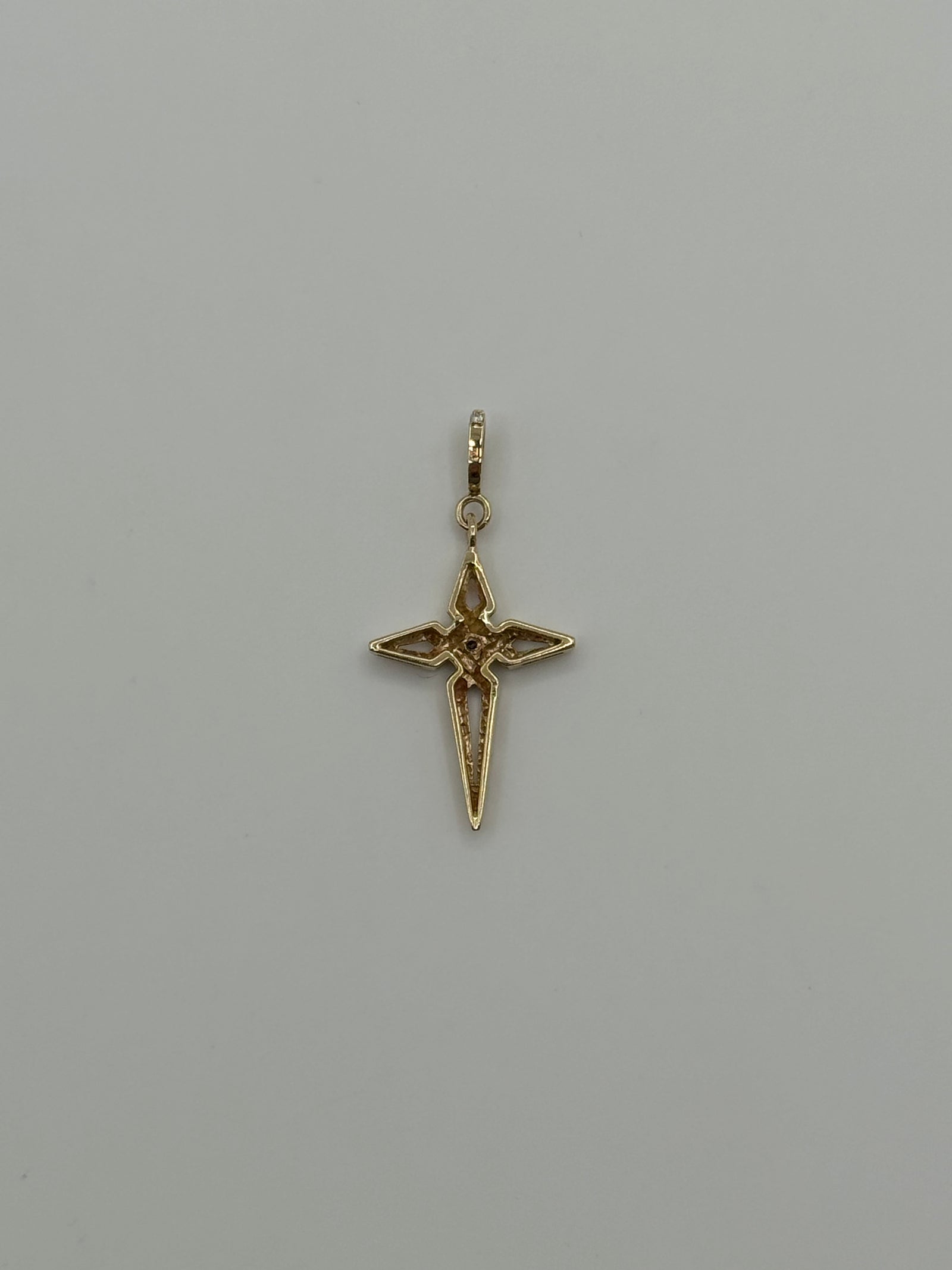 Hollow Solitaire Diamond Cross-1 3/4 Inch
