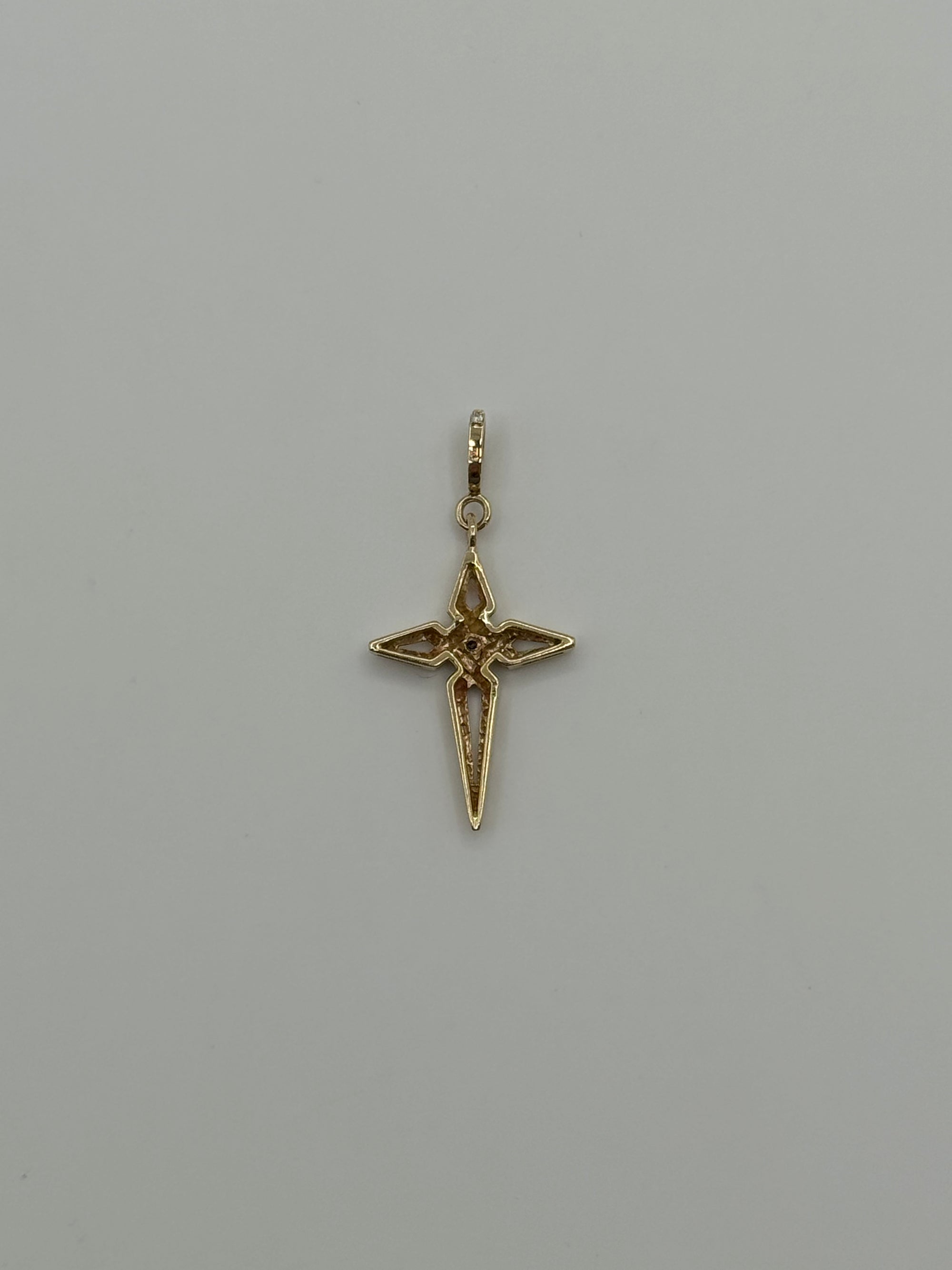 Hollow Solitaire Diamond Cross-1 3/4 Inch