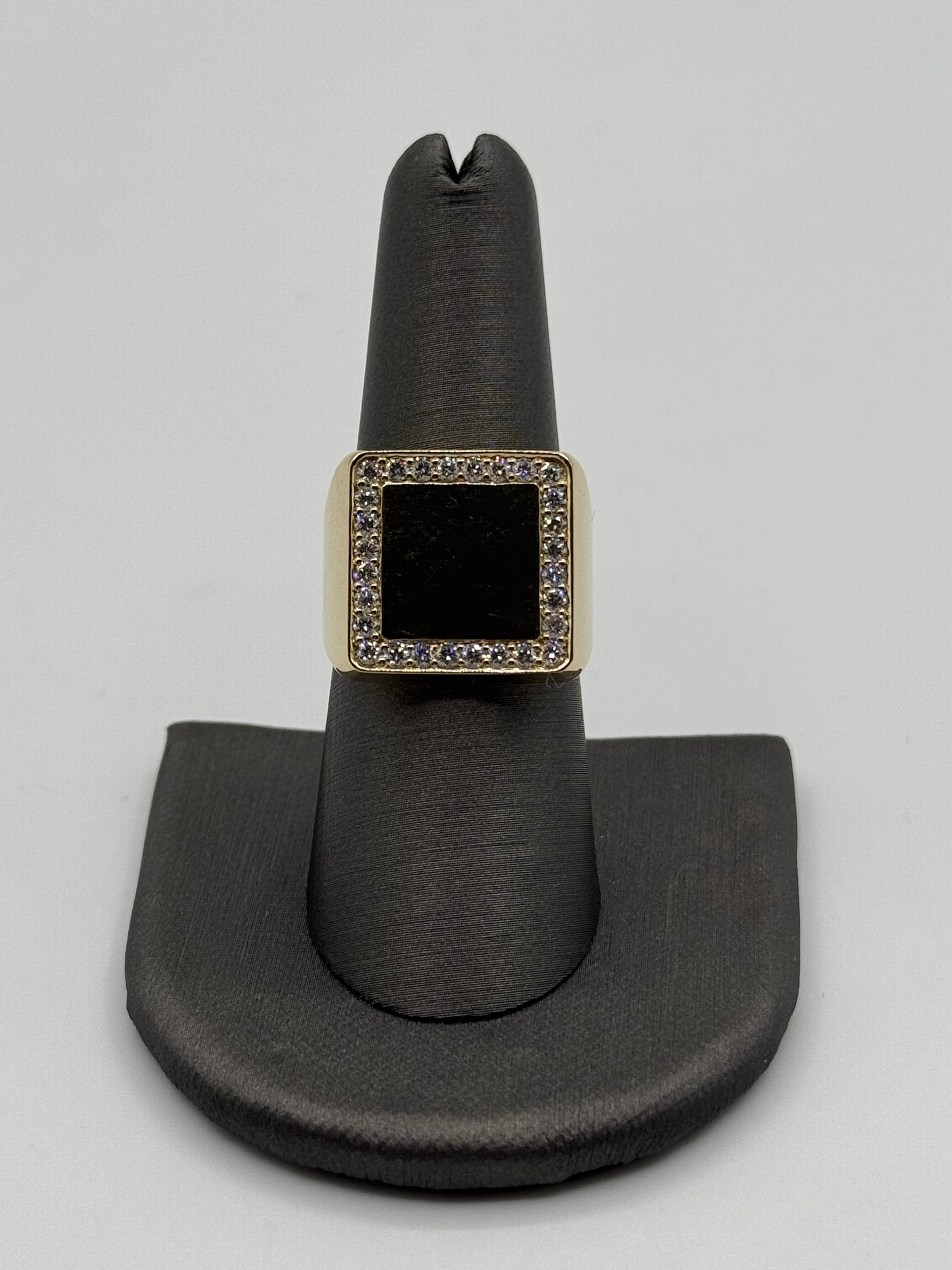 Diamond Square Signet Ring-Size 7 1/2