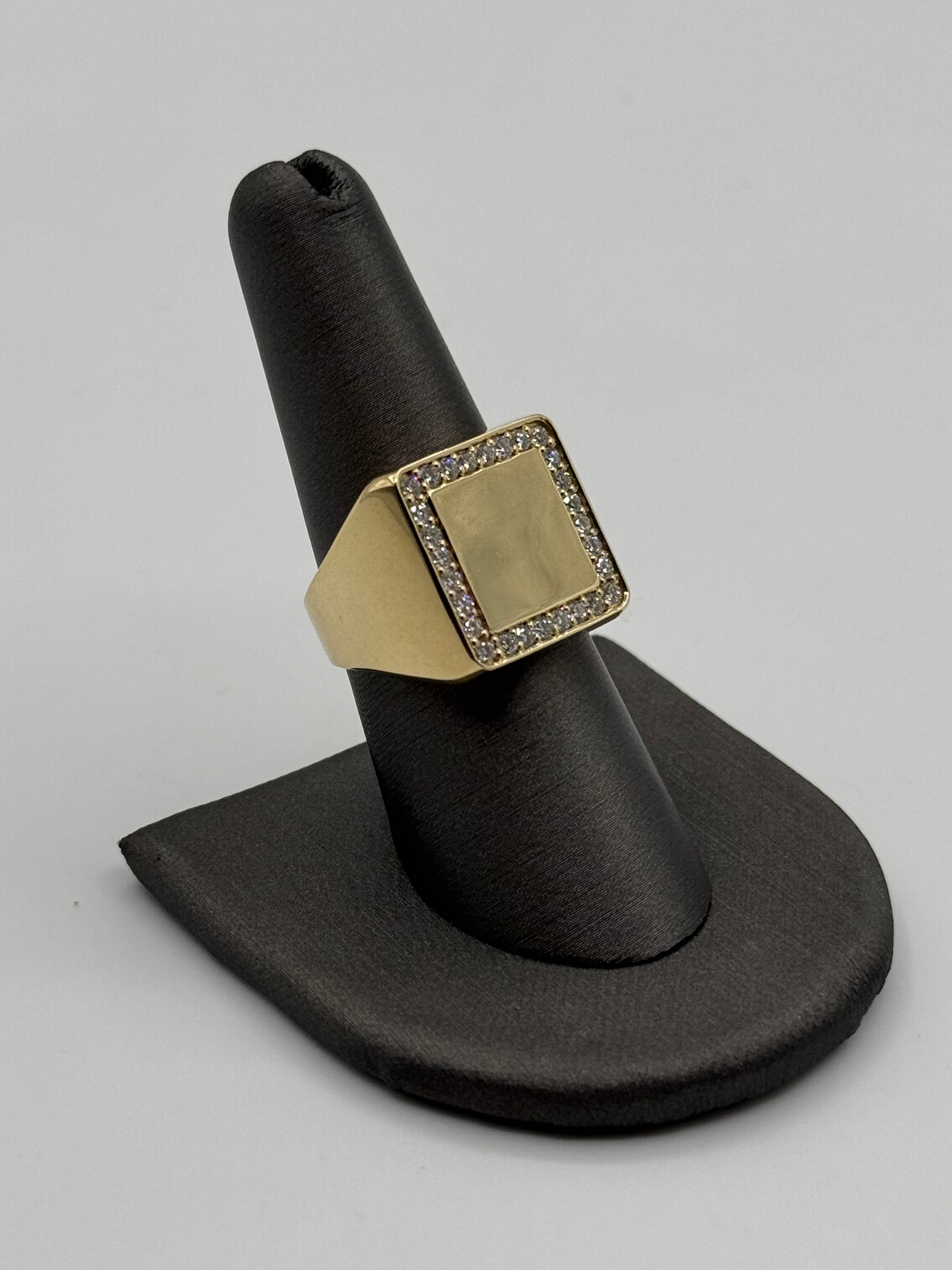 Diamond Square Signet Ring-Size 7 1/2