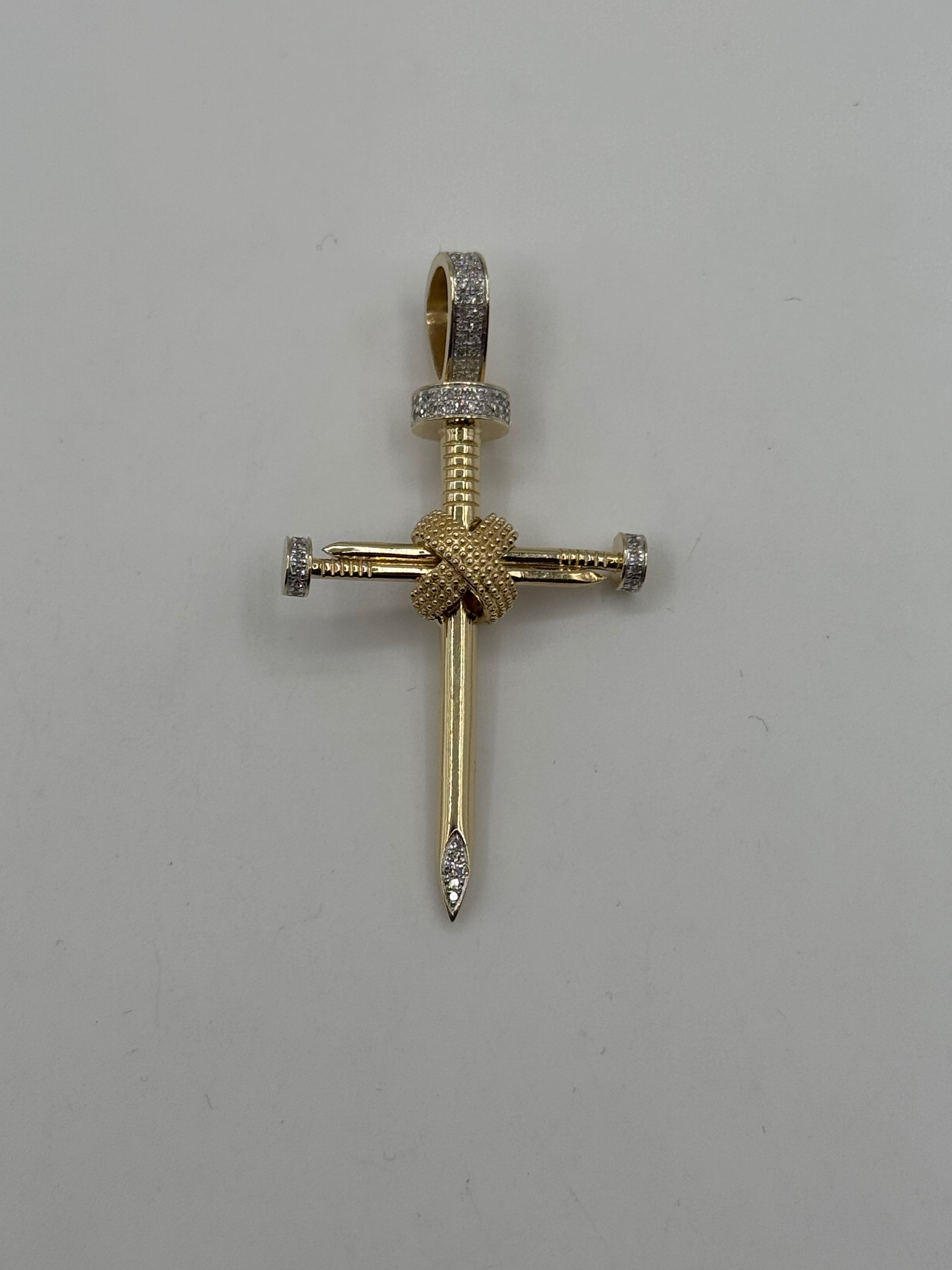 Diamond Nail Cross Pendant-2 1/4 inch