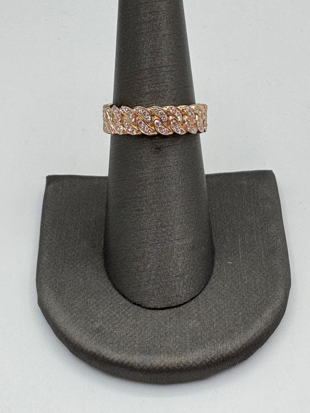 6mm Cuban Ring (DIAMOND ONE ROW)-Size 7