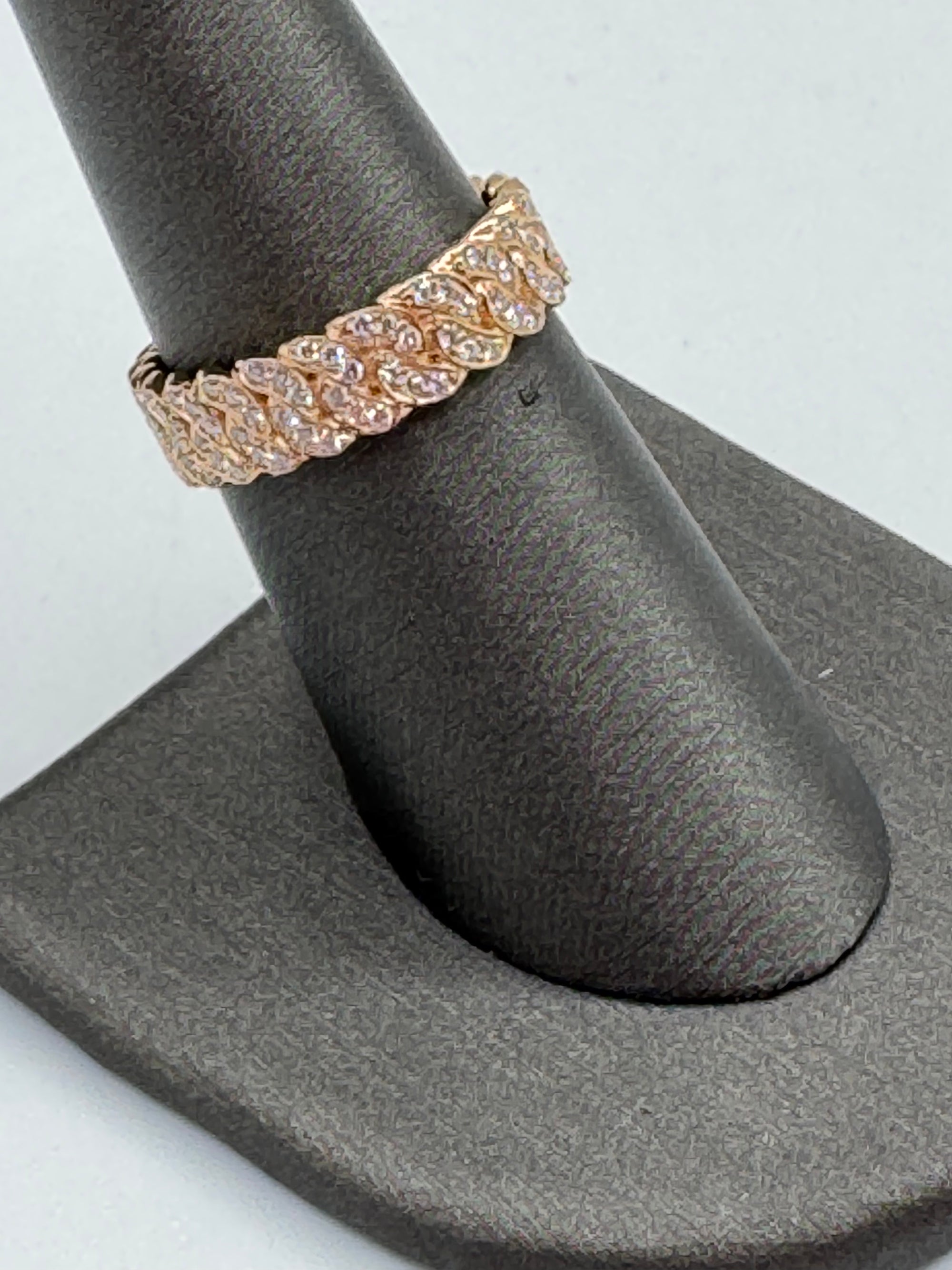 6mm Cuban Ring (DIAMOND ONE ROW)-Size 7