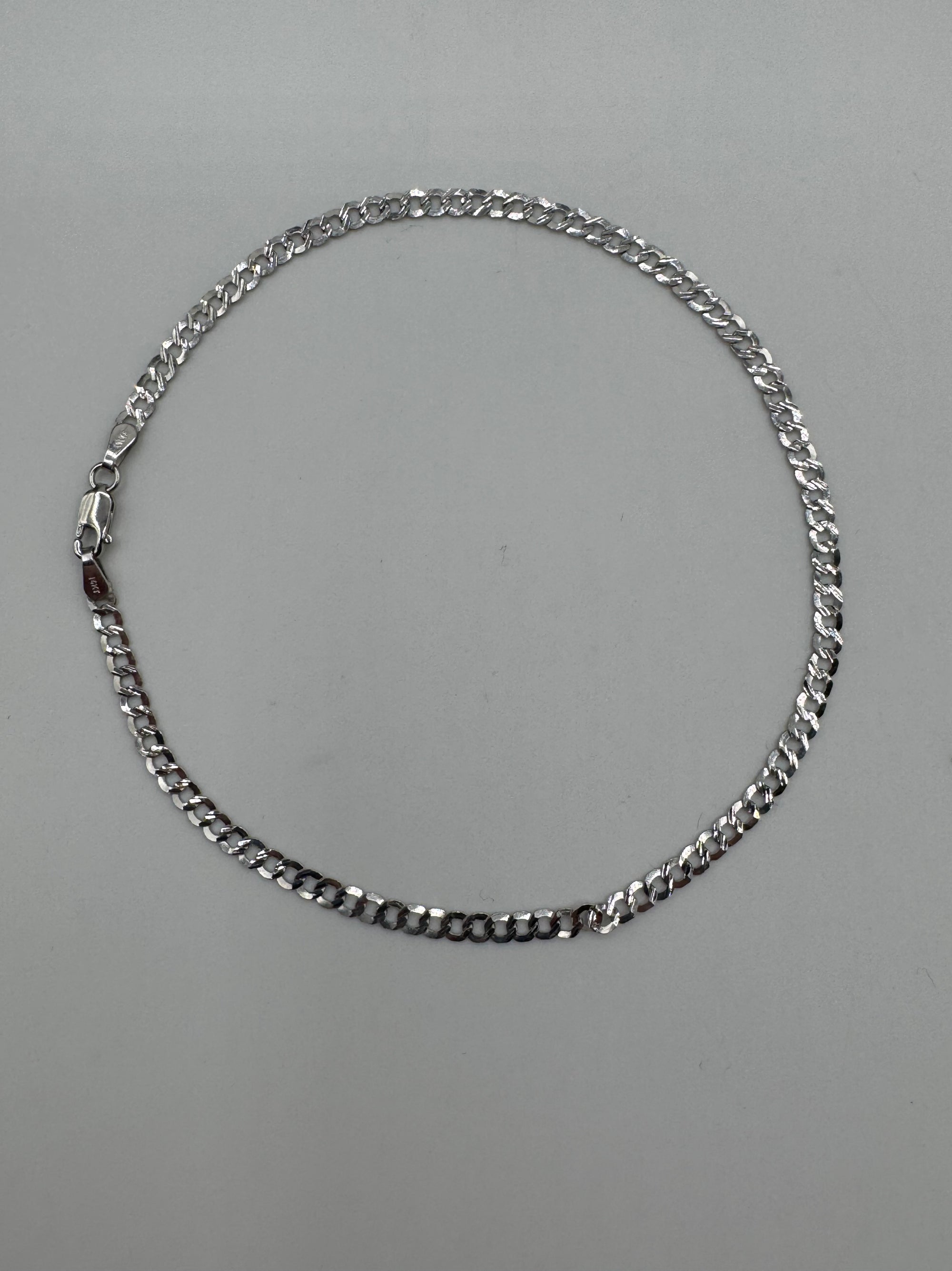 3mm Flat Curb Anklet 9.5 inches (DIAMOND CUT)