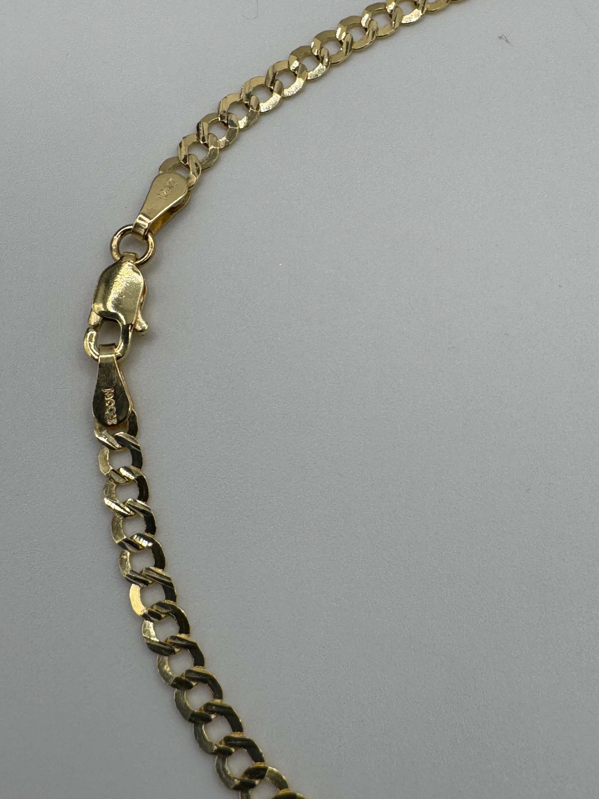 3mm Flat Curb Anklet 9.5 inches (DIAMOND CUT)