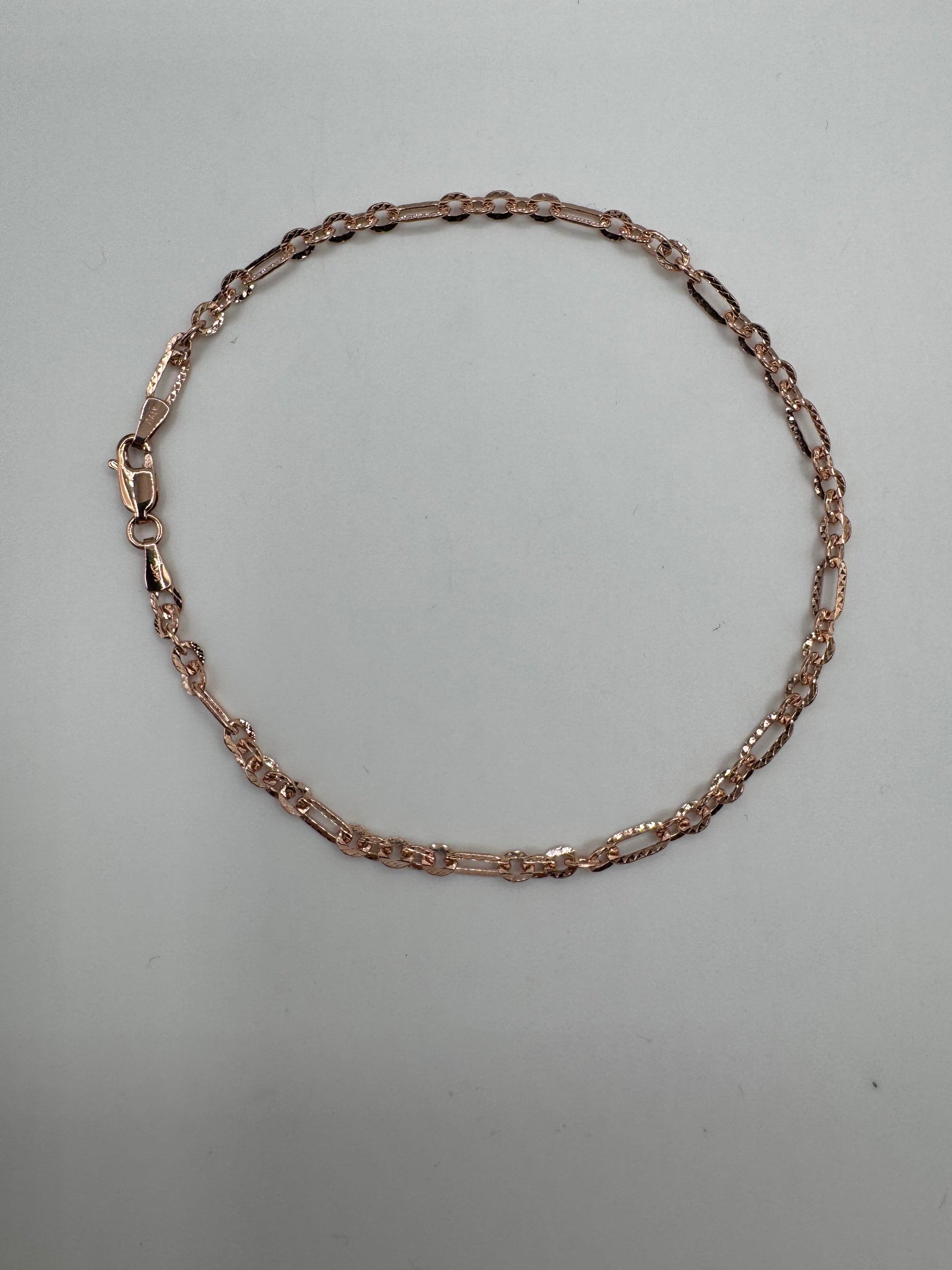 3mm Figaro Anklet 9.5 inches (DIAMOND CUT)
