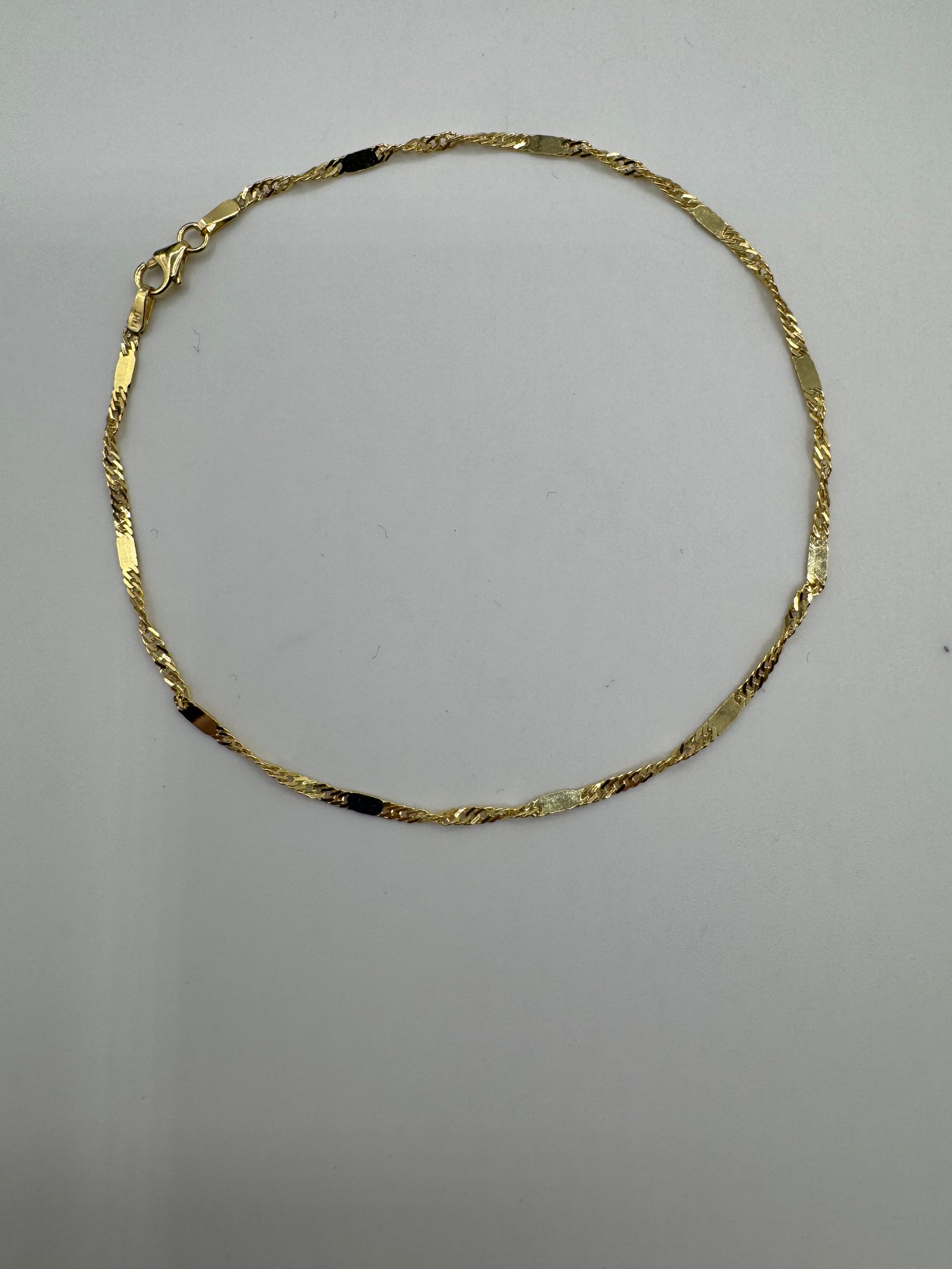 1.8mm Plate Link Anklet 9 inches (DIAMOND CUT)