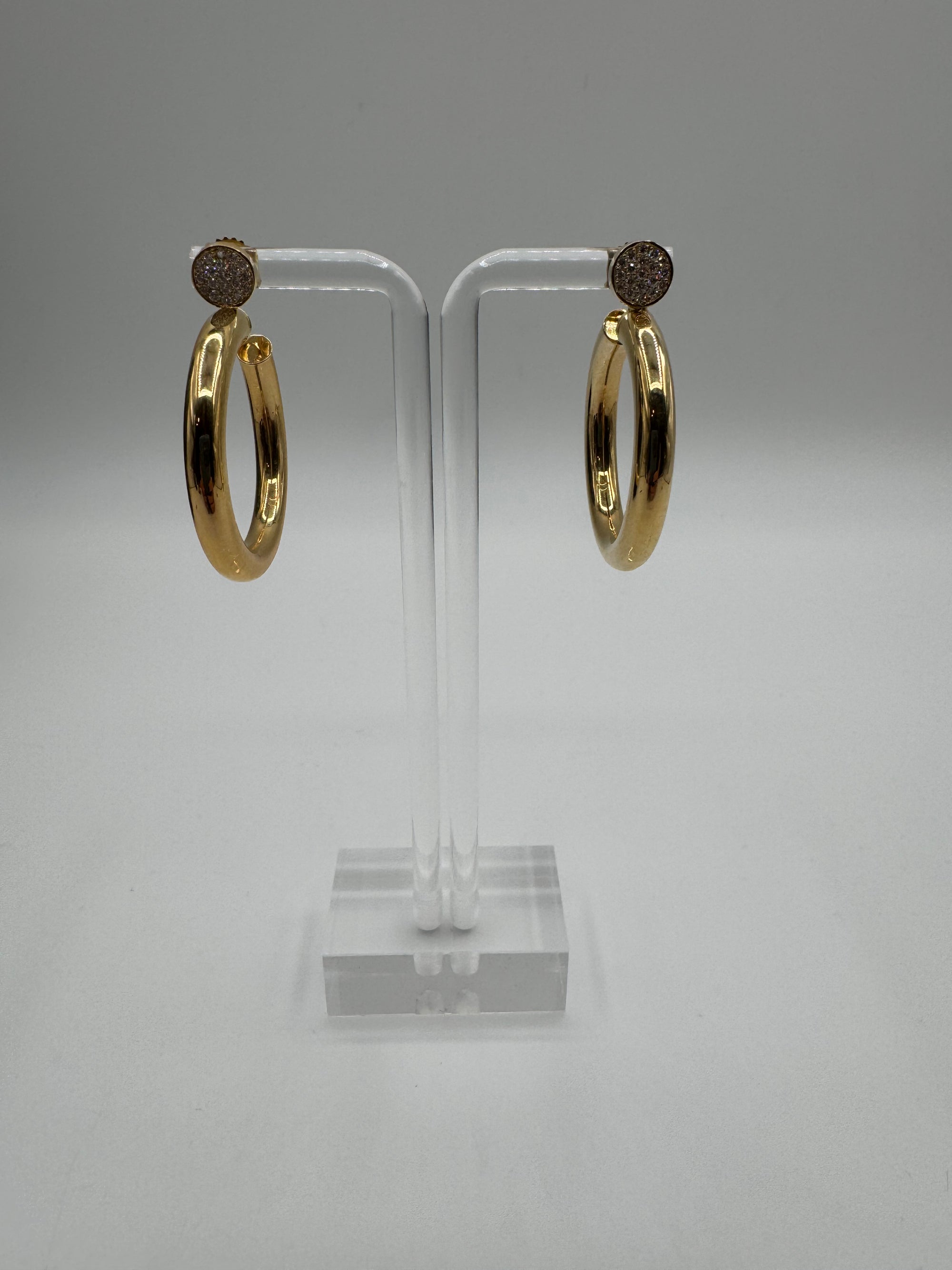 4.7mm Diamond Gold Hoops-1 1/4 inch