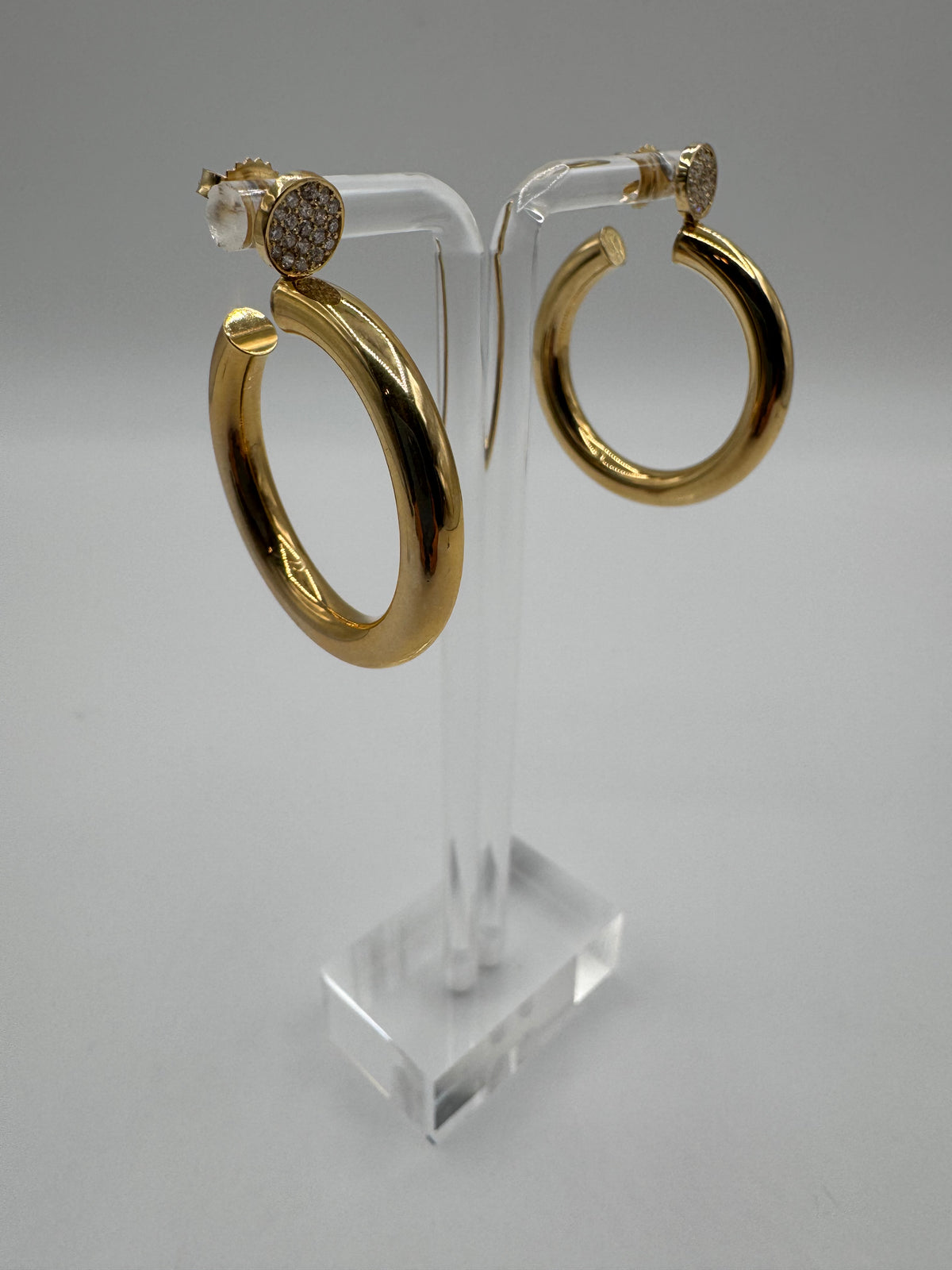 4.7mm Diamond Gold Hoops-1 1/4 inch