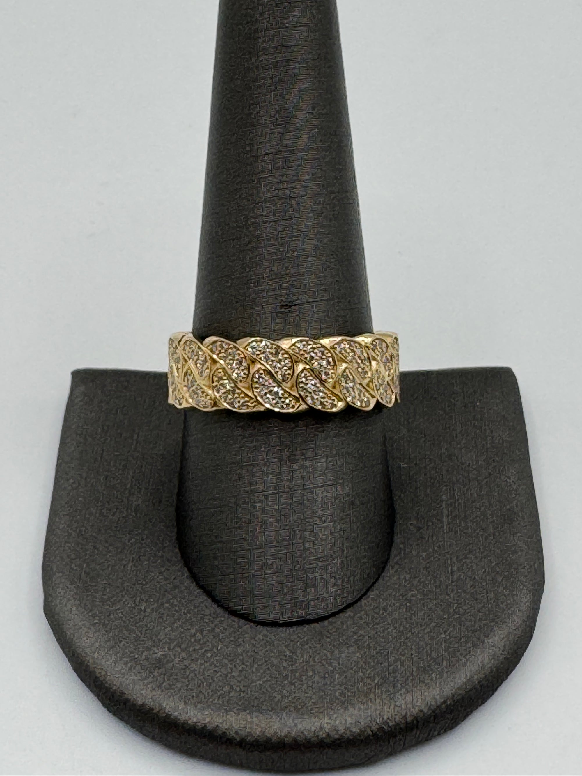7.5mm Cuban Ring-Size 10 (DIAMOND TWO ROW)