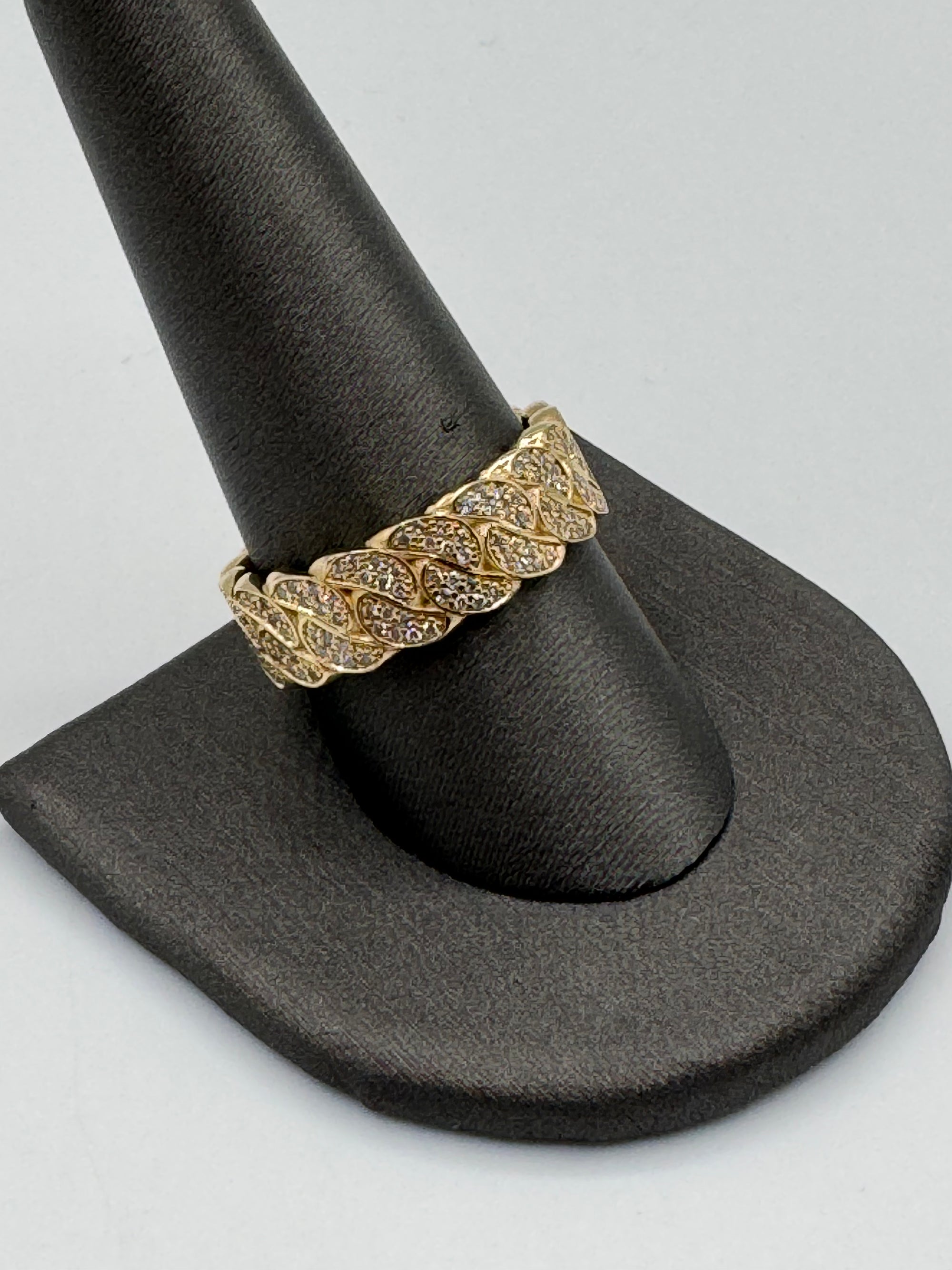 7.5mm Cuban Ring-Size 10 (DIAMOND TWO ROW)