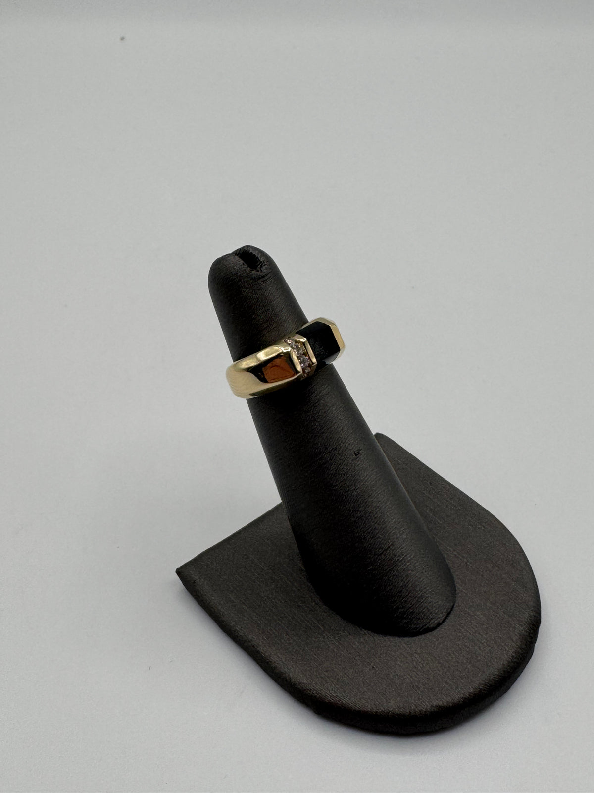 7.5mm Cuban Ring-Size 3.25 (DIAMOND/ONYX)