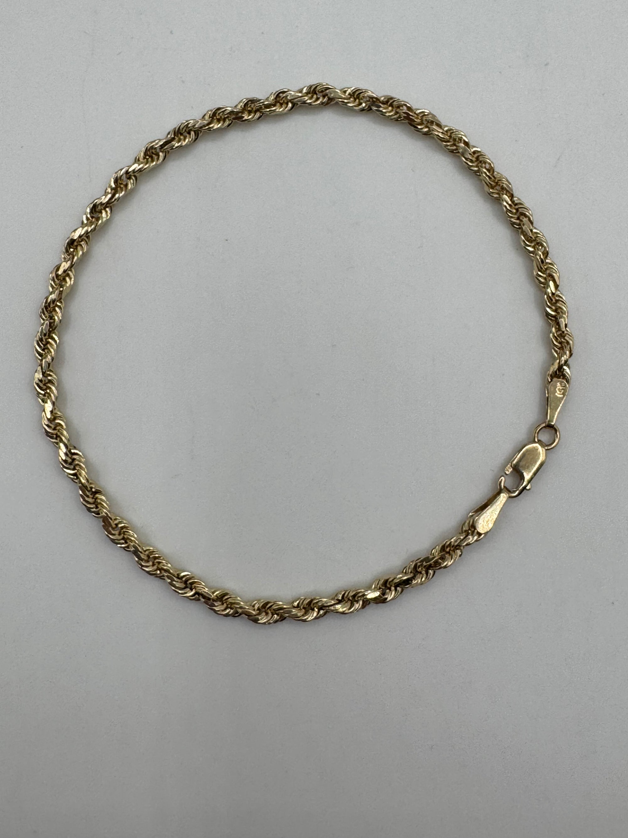 3mm Rope Bracelet 8 inches (DIAMOND CUT)