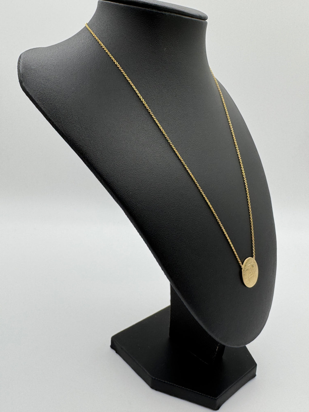 "A" Script Medallion 18 inches (0.5mm Rolo Chain)