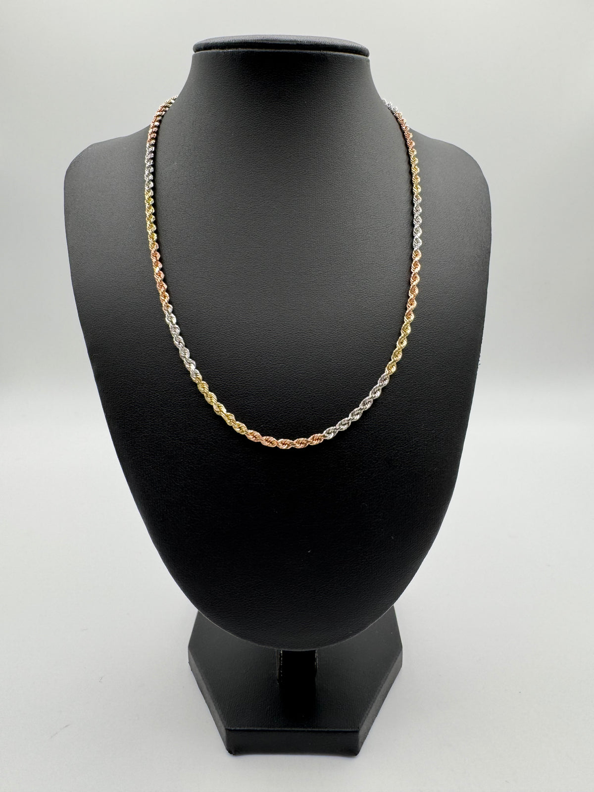 3mm Rope Chain 18 inches (DIAMOND CUT)-Tri Color