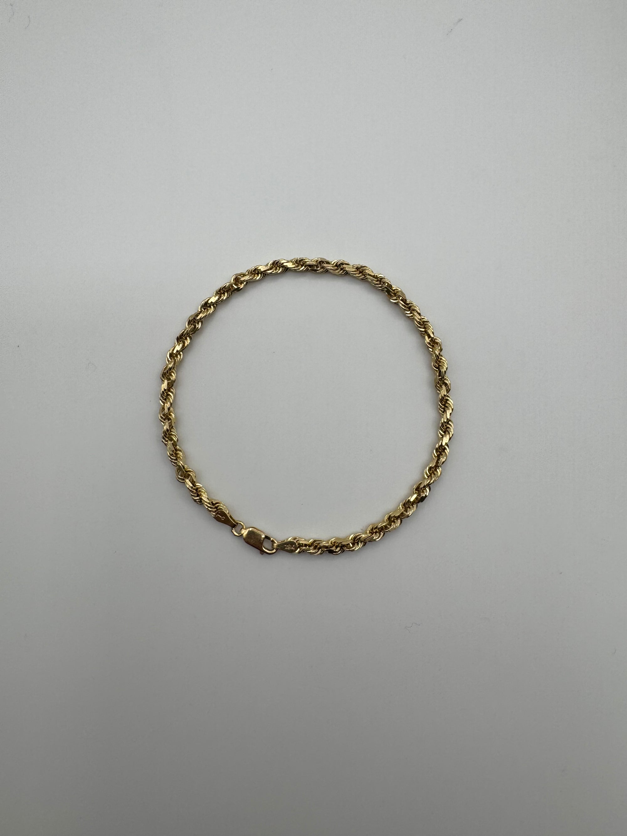 4mm Rope Bracelet 8.5 inches (DIAMOND CUT)