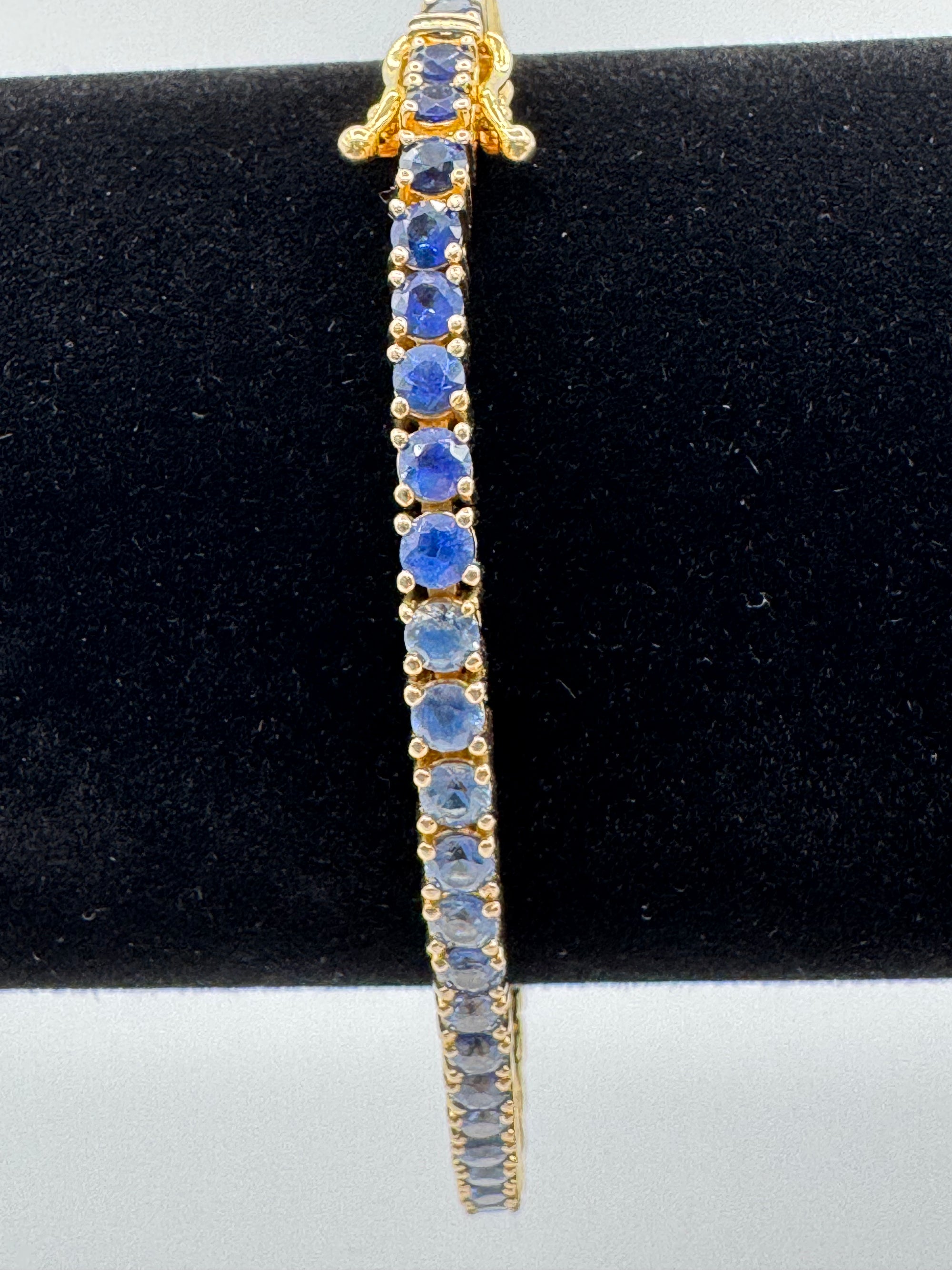 3.5MM Diamond/Sapphire Tennis Bracelet 7.5 inches