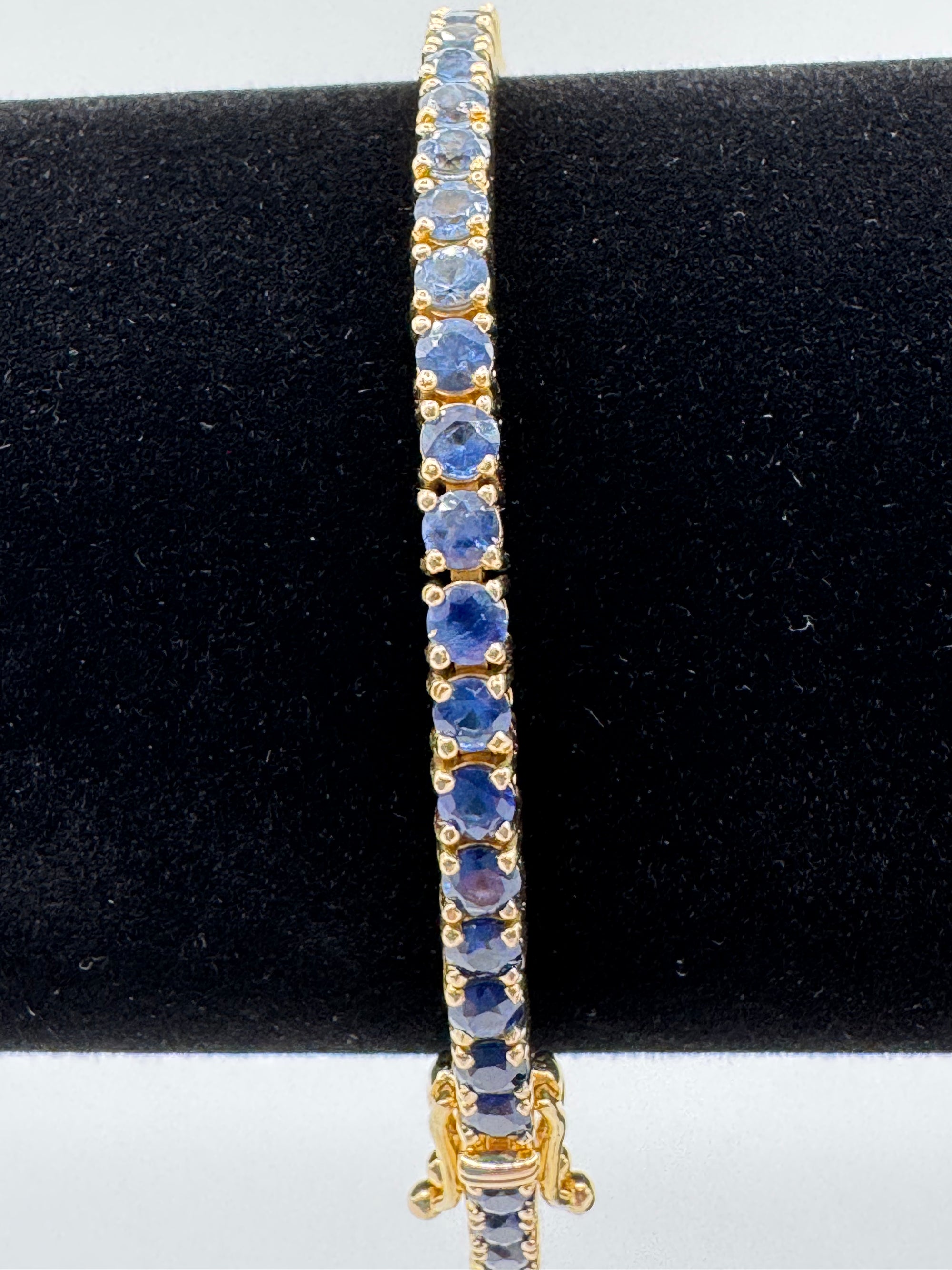 3.5MM Diamond/Sapphire Tennis Bracelet 7.5 inches