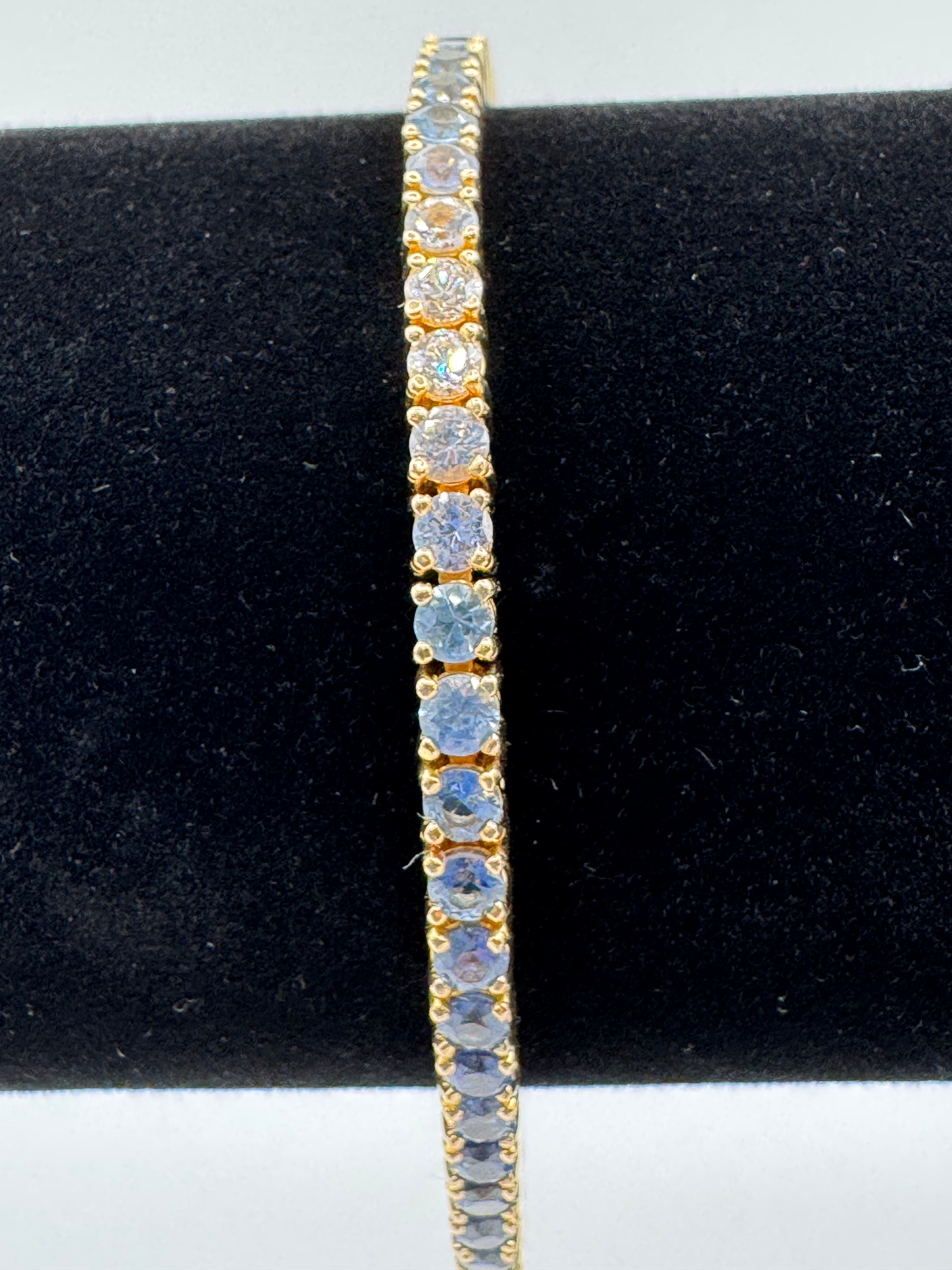 3.5MM Diamond/Sapphire Tennis Bracelet 7.5 inches