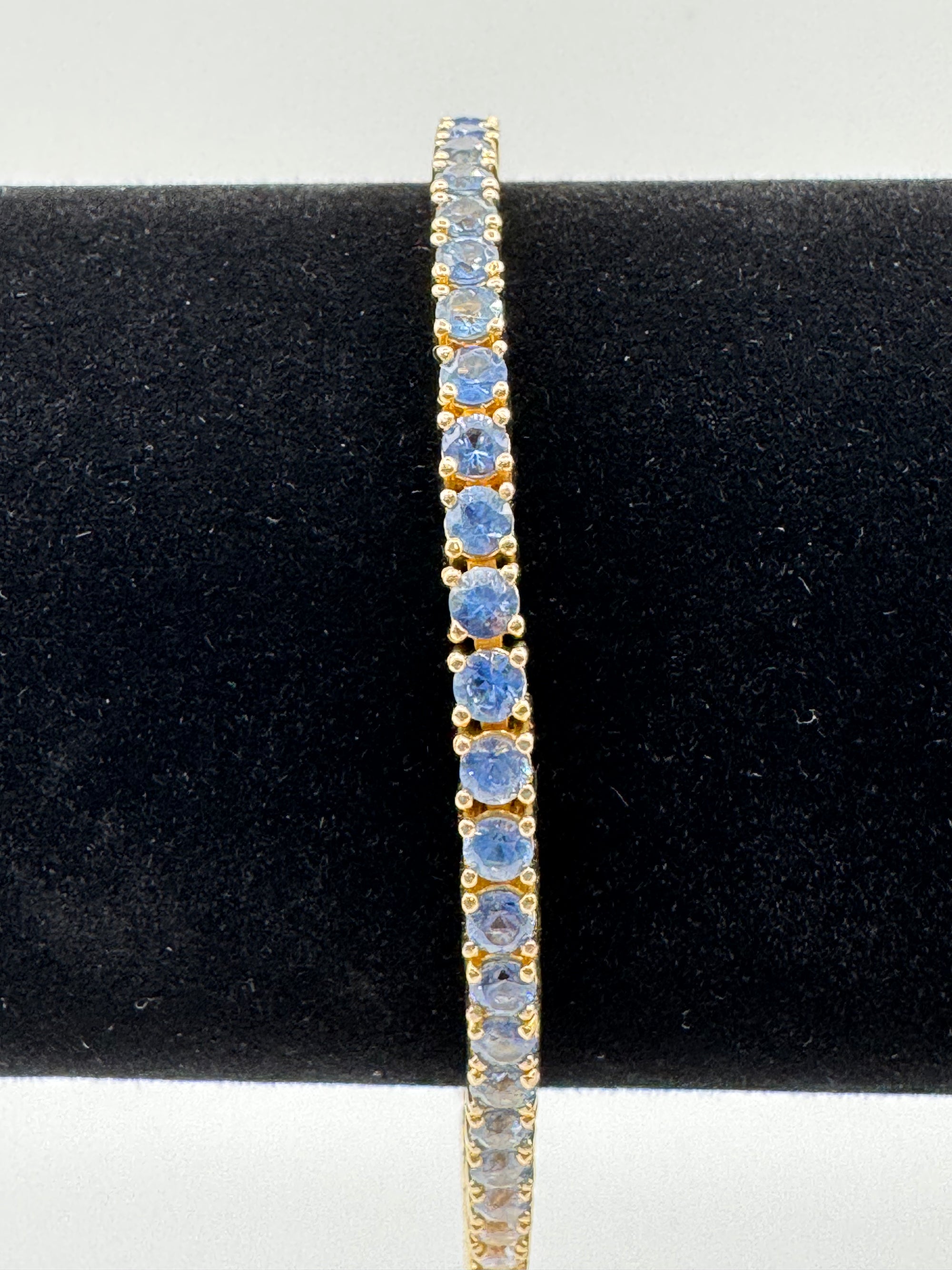 3.5MM Diamond/Sapphire Tennis Bracelet 7.5 inches