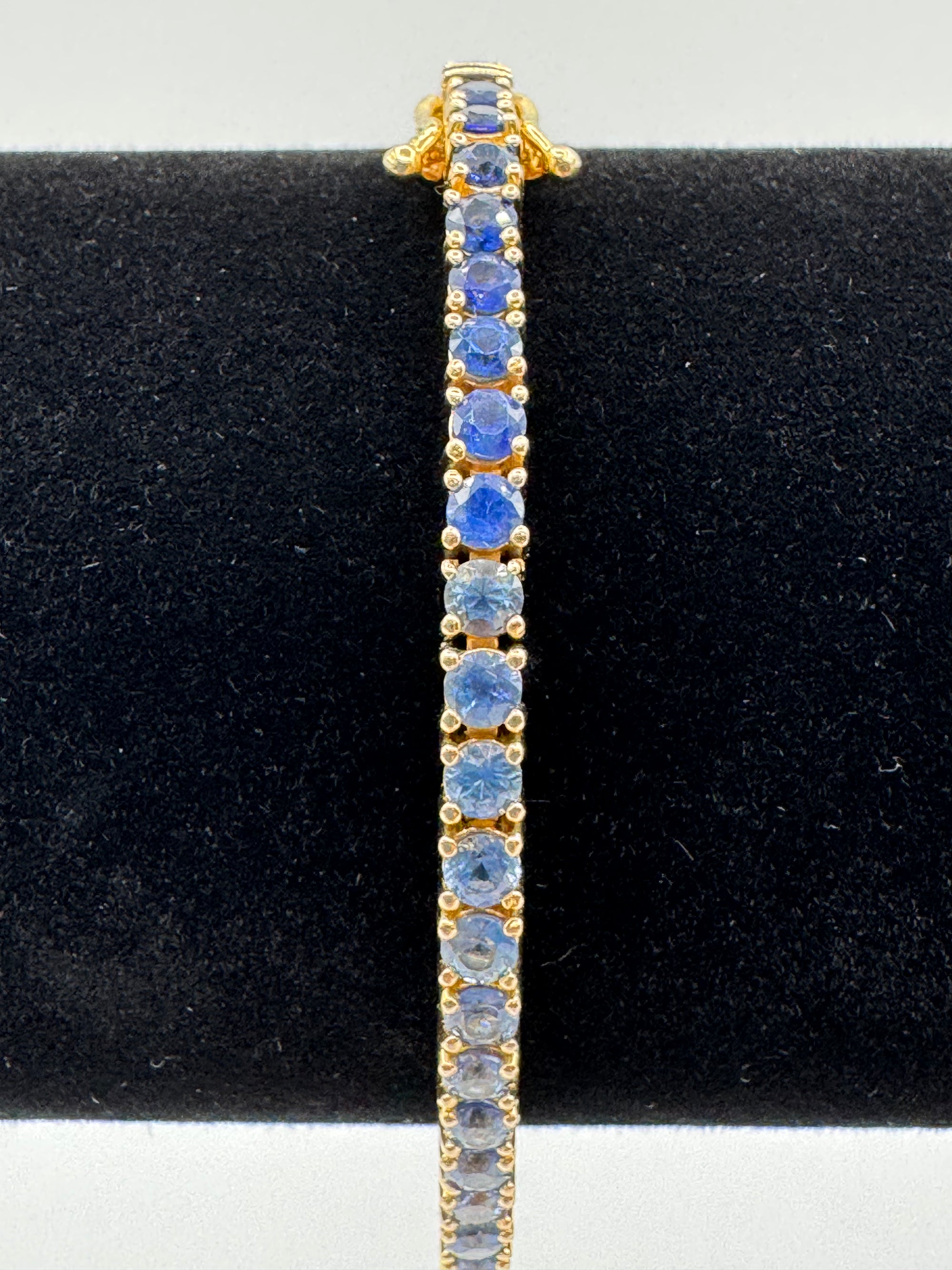 3.5MM Diamond/Sapphire Tennis Bracelet 7.5 inches