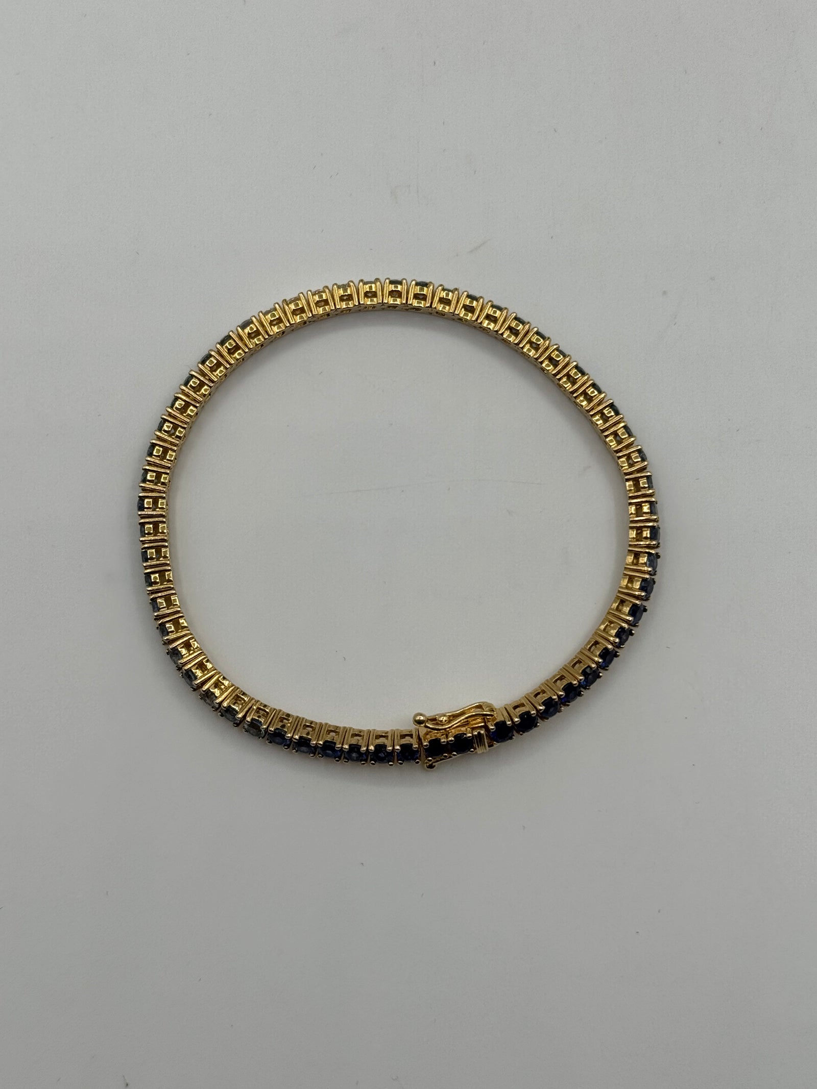 3.5MM Diamond/Sapphire Tennis Bracelet 7.5 inches